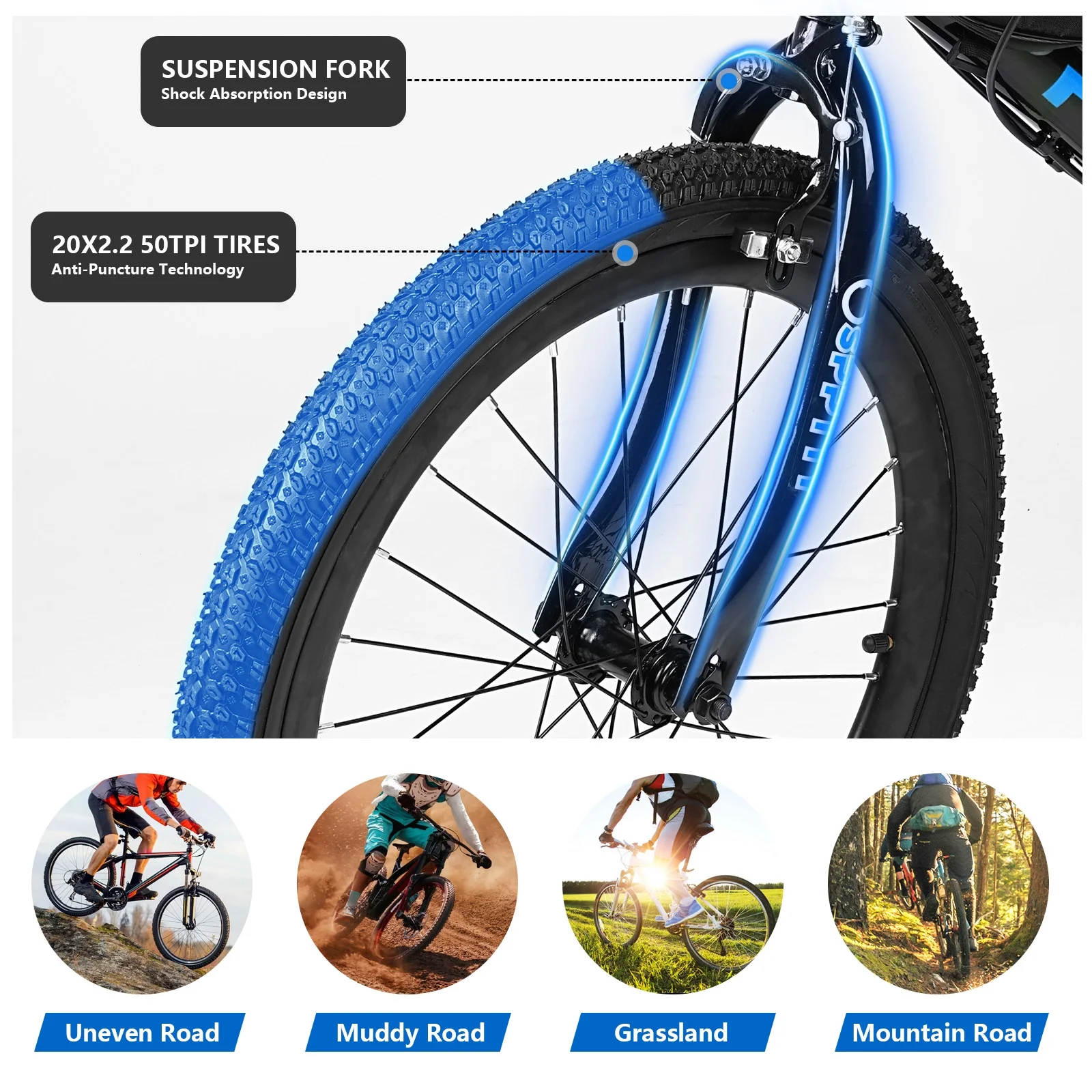 20-24 inch Bike,6-Speed Mountain Bike for Men Women Boys Girls,Comfort Saddle,Blue(Blue/20") - Image 8