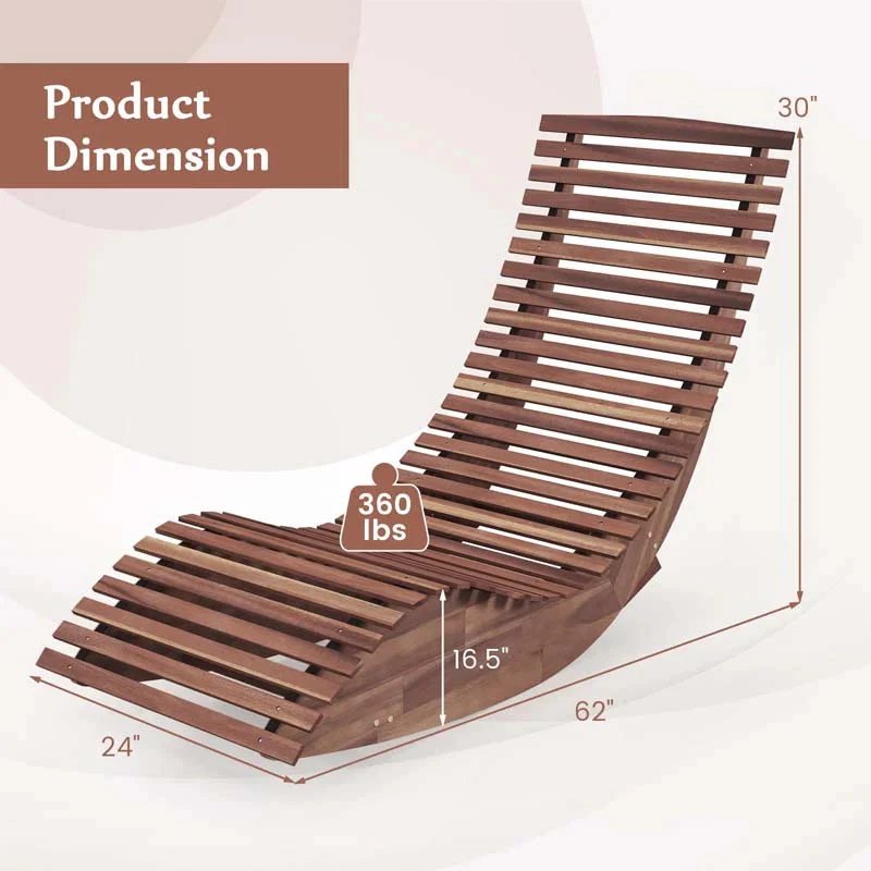 Acacia Wood Outdoor Patio Rocking Chair With Widened Slatted Seat Amp High Back Porch Rocker Sun Lounger For Backyard Garden - Comfortable And Ergonomic Design
