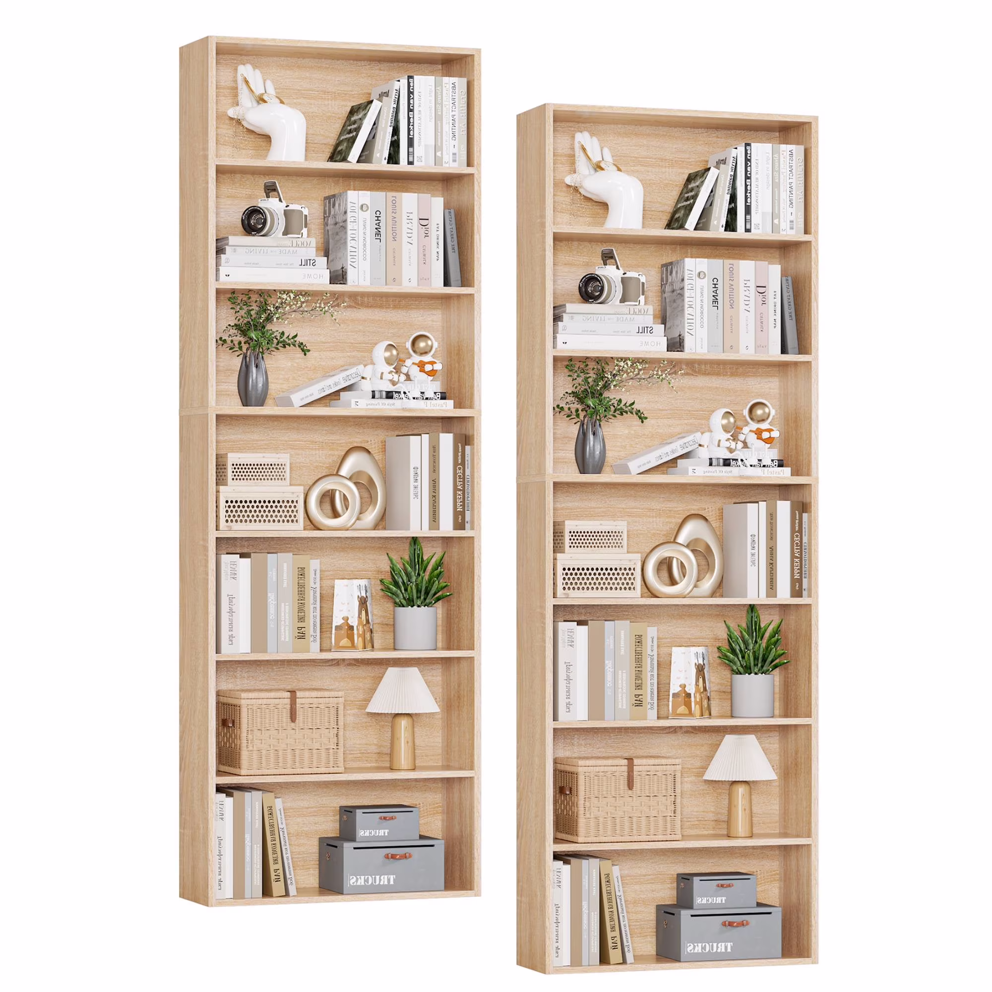 82" Tall Bookcases, Freestanding Display Storage Shelves, 7-Tier Open Bookshelf for Home Office Living Room Bedroom, White(White/Single) - Image 3