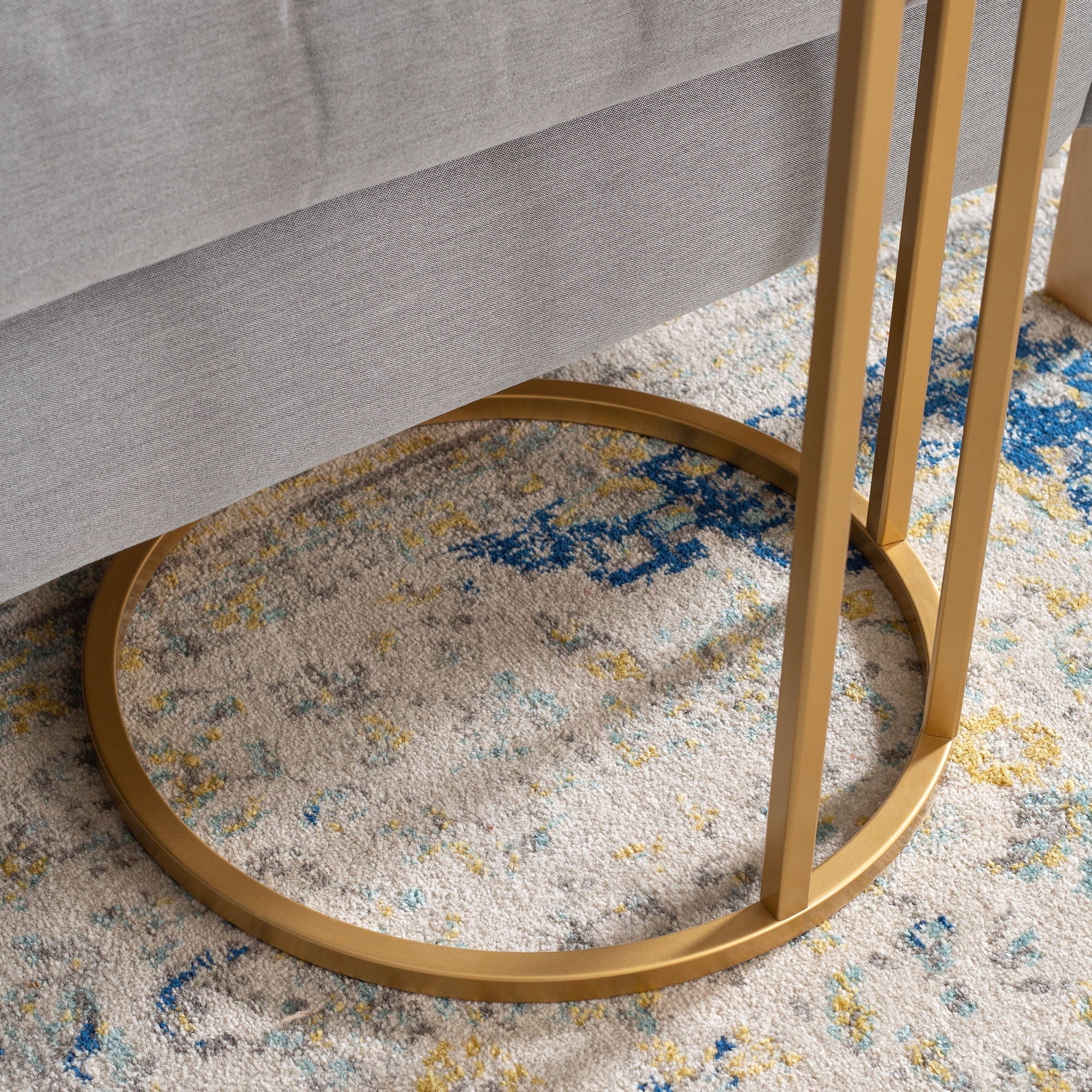 Ember Interiors Modern Glam Athena C Shaped End Table, Faux Marble/Gold(Clear / Chrome) Image 4