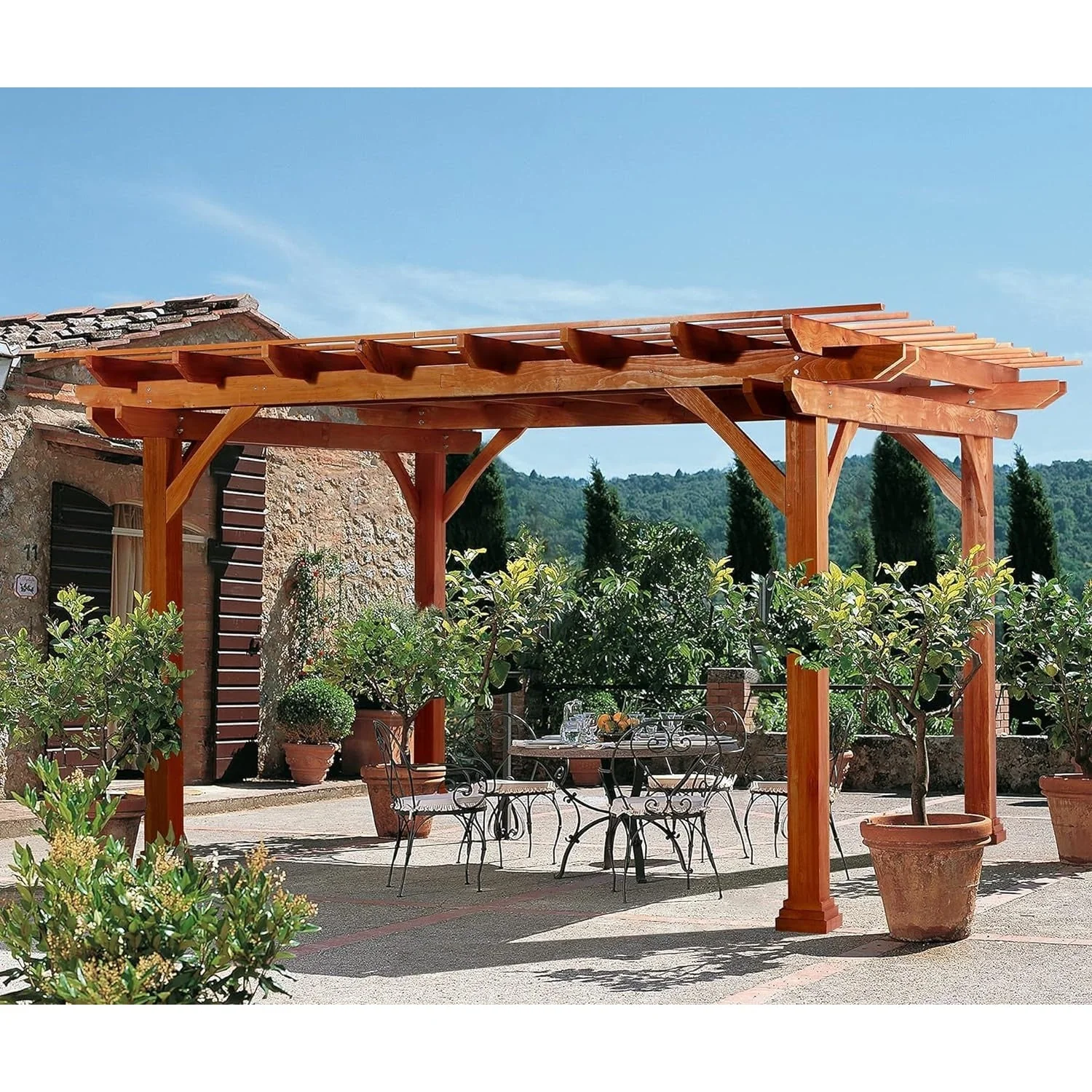 AECOJOY Wood Pergola 12'x10' Gazebo, Outdoor Pergola for Patio Deck Garden Backyard and Patio