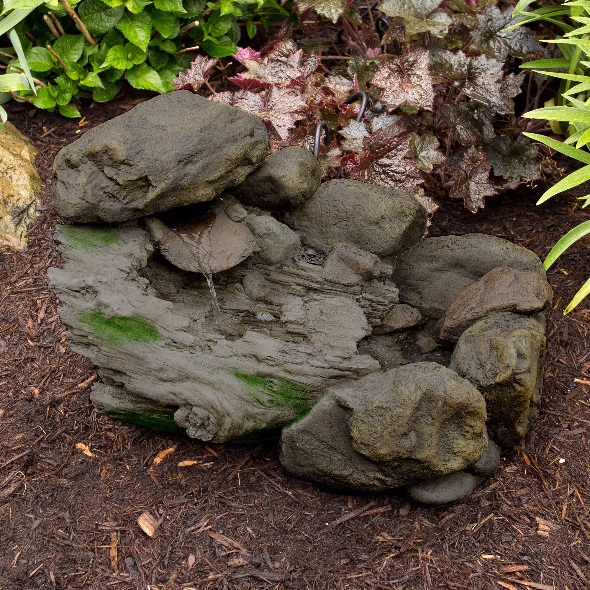 Pure Garden Outdoor Polyresin Stone Water Fountain �?Lawn and Garden Décor