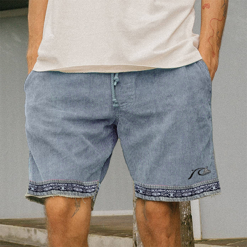 Short de surf vintage en velours côtelé