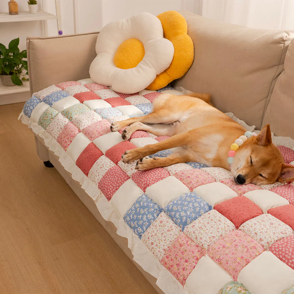 Garden Chic Cotton One-Piece Pet Friendly Protective Couch Cover