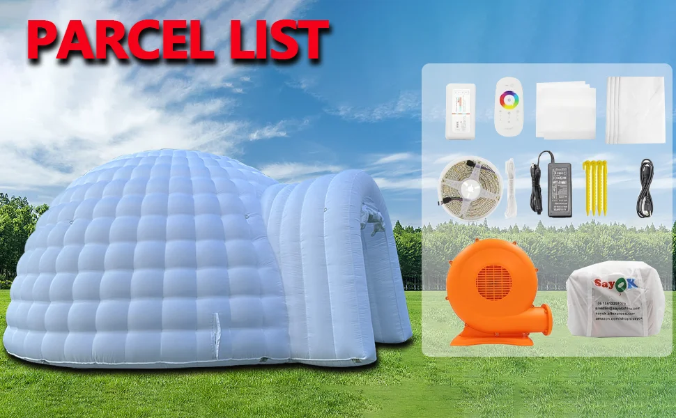 16.4ft Inflatable Igloo Dome Tent with LED Lgith Protable White Nightclub Tent for Party Wedding Event - Image 7