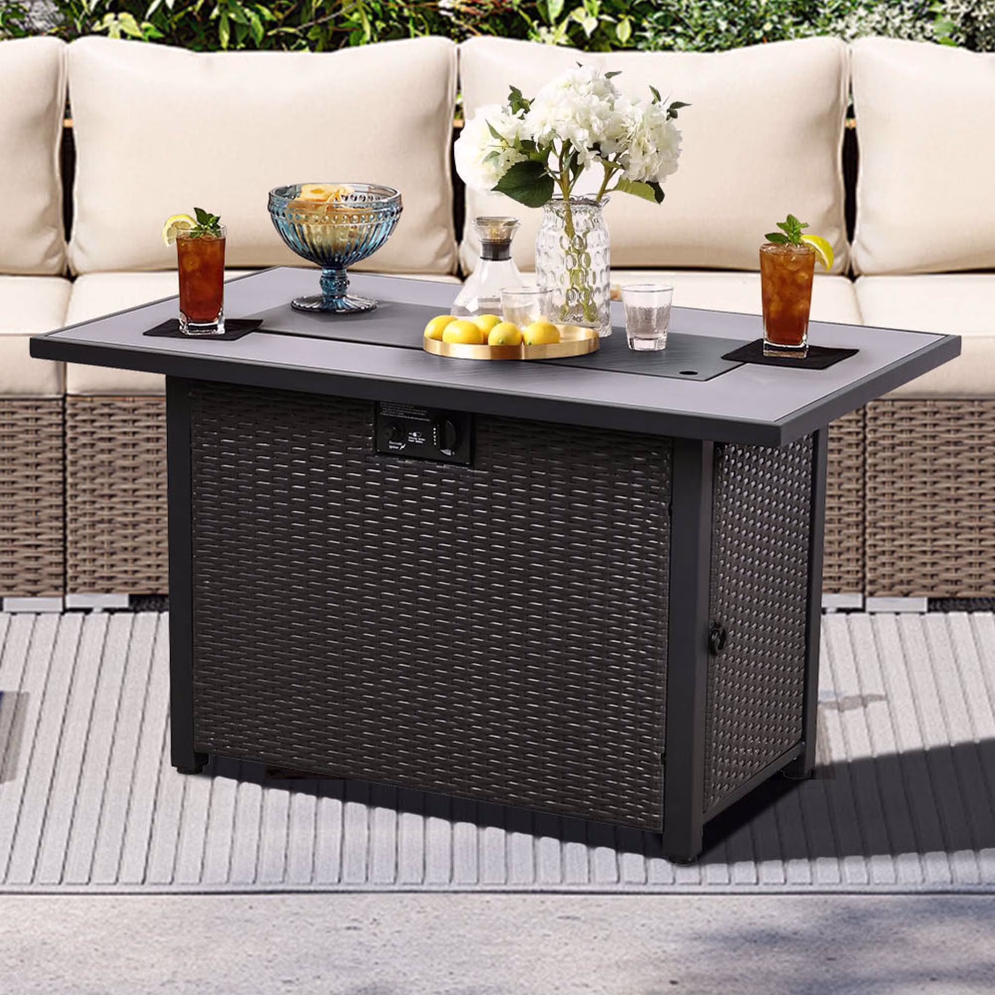 7 Pcs Outdoor Patio Furniture Sofa Set on Sale, Grey Rattan Grey Cushion(7PCS/Grey Rattan/Grey Cushion) - Image 9