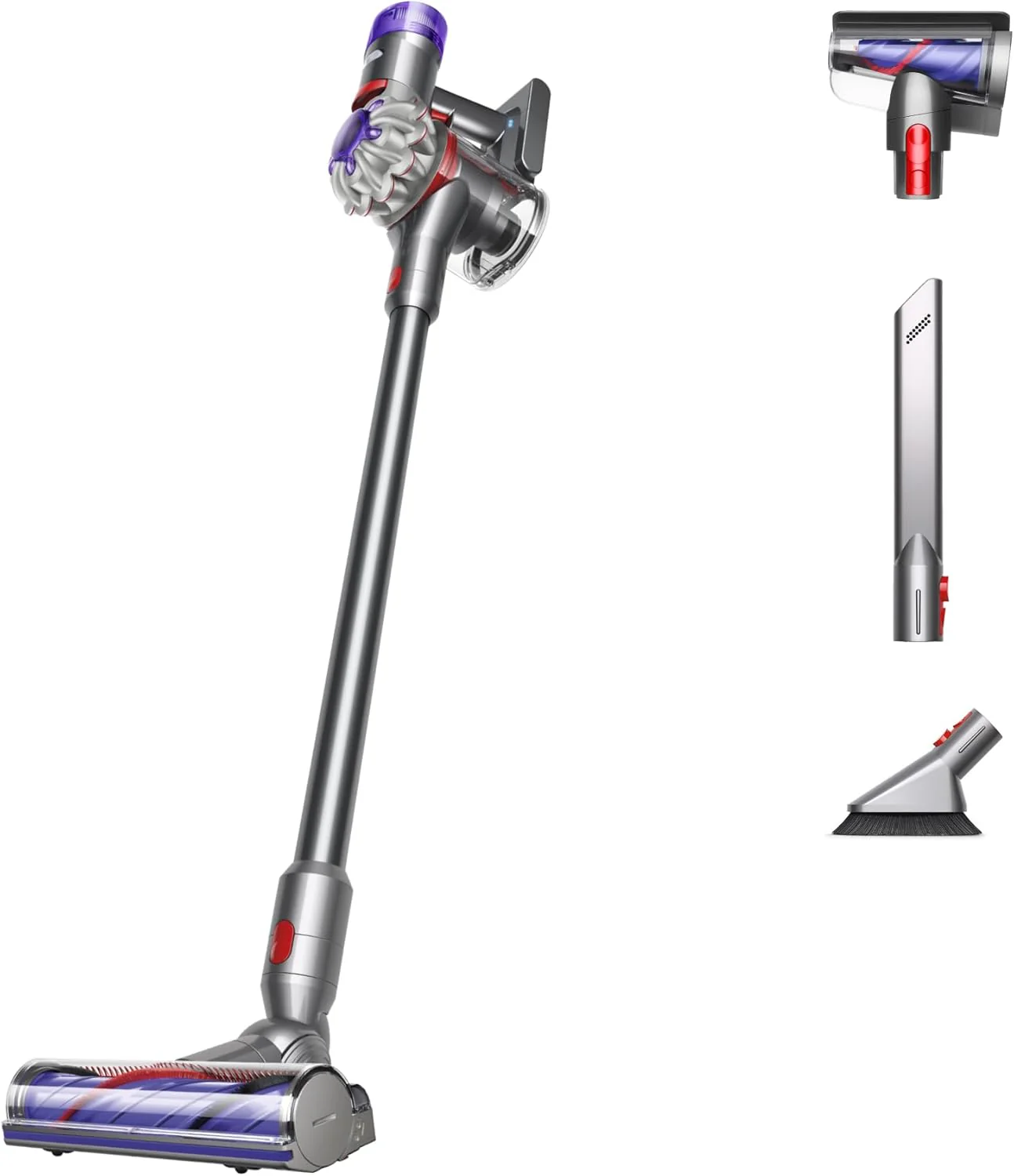 Aspirateur sans fil Dyson V8 Plus, nettoie les sols durs et les tapis, démêle, se transforme en aspirateur à main, 115 AW, 2 modes de puissance, jusqu'à 40 minutes¹