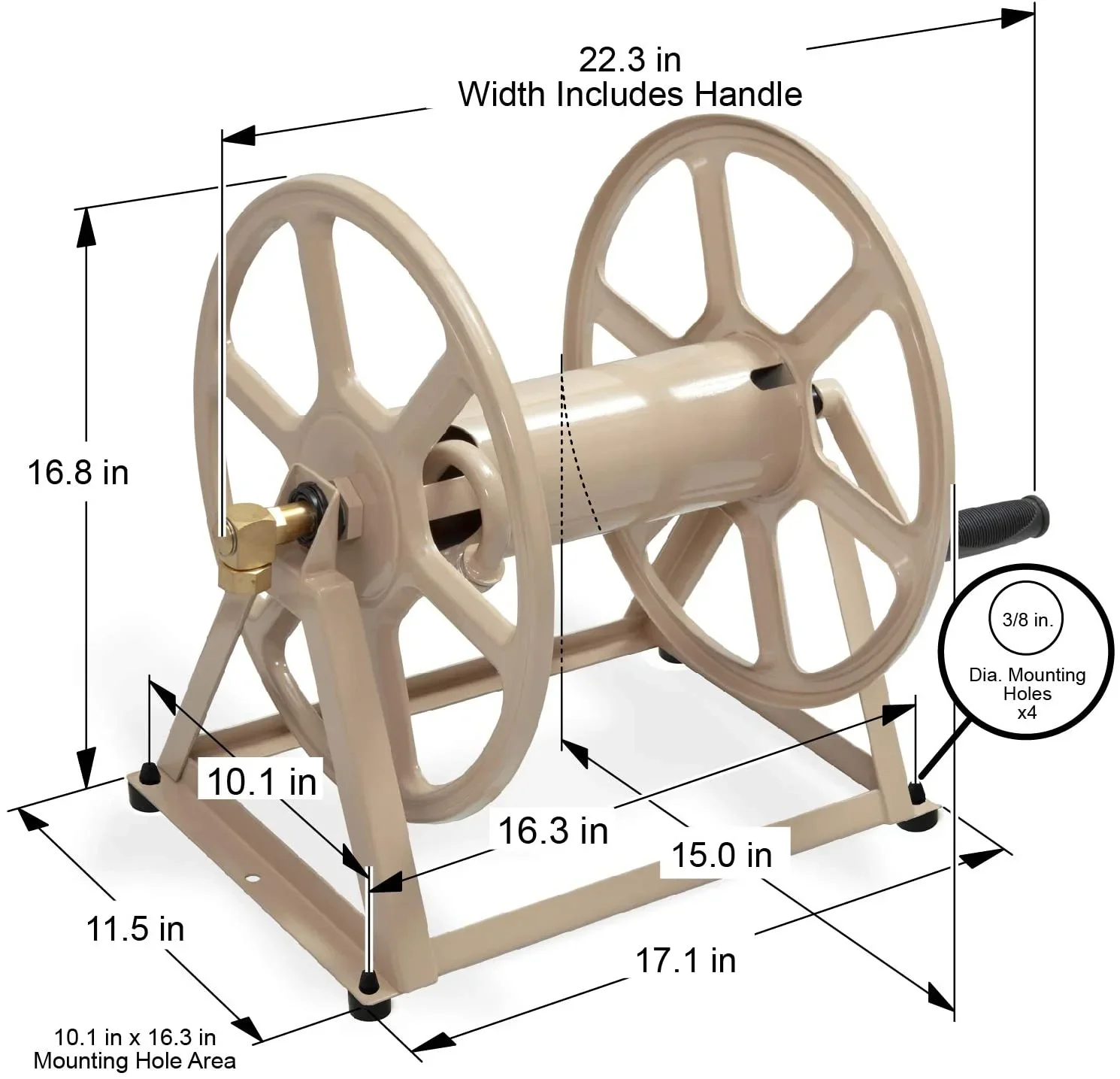 Liberty Garden 709 Dual Mounted Steel Garden Hose Reel w/ Crank Handle