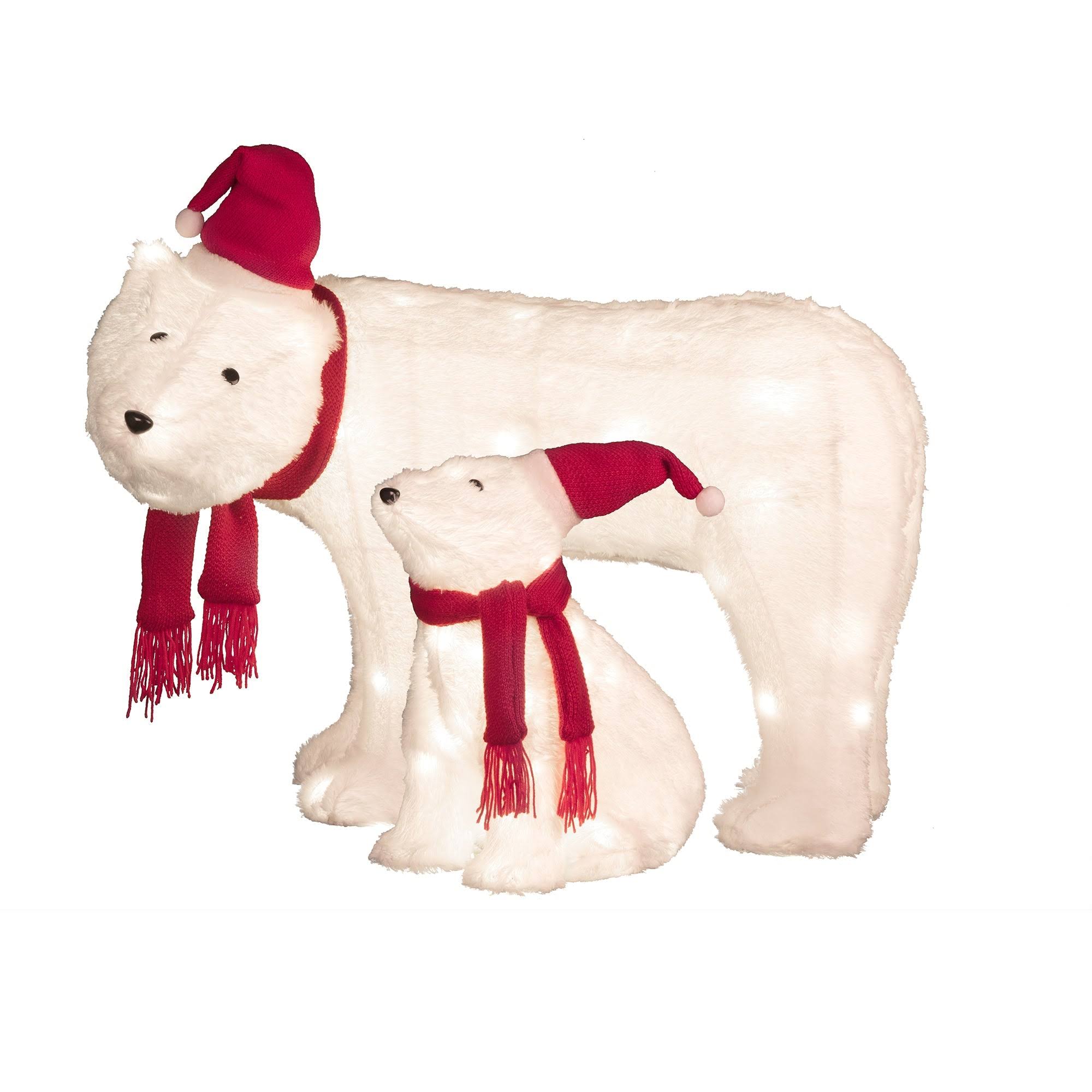 Mamma and Baby Polar Bear (Set of 2) Outdoor Lighted Christmas Yard Decor