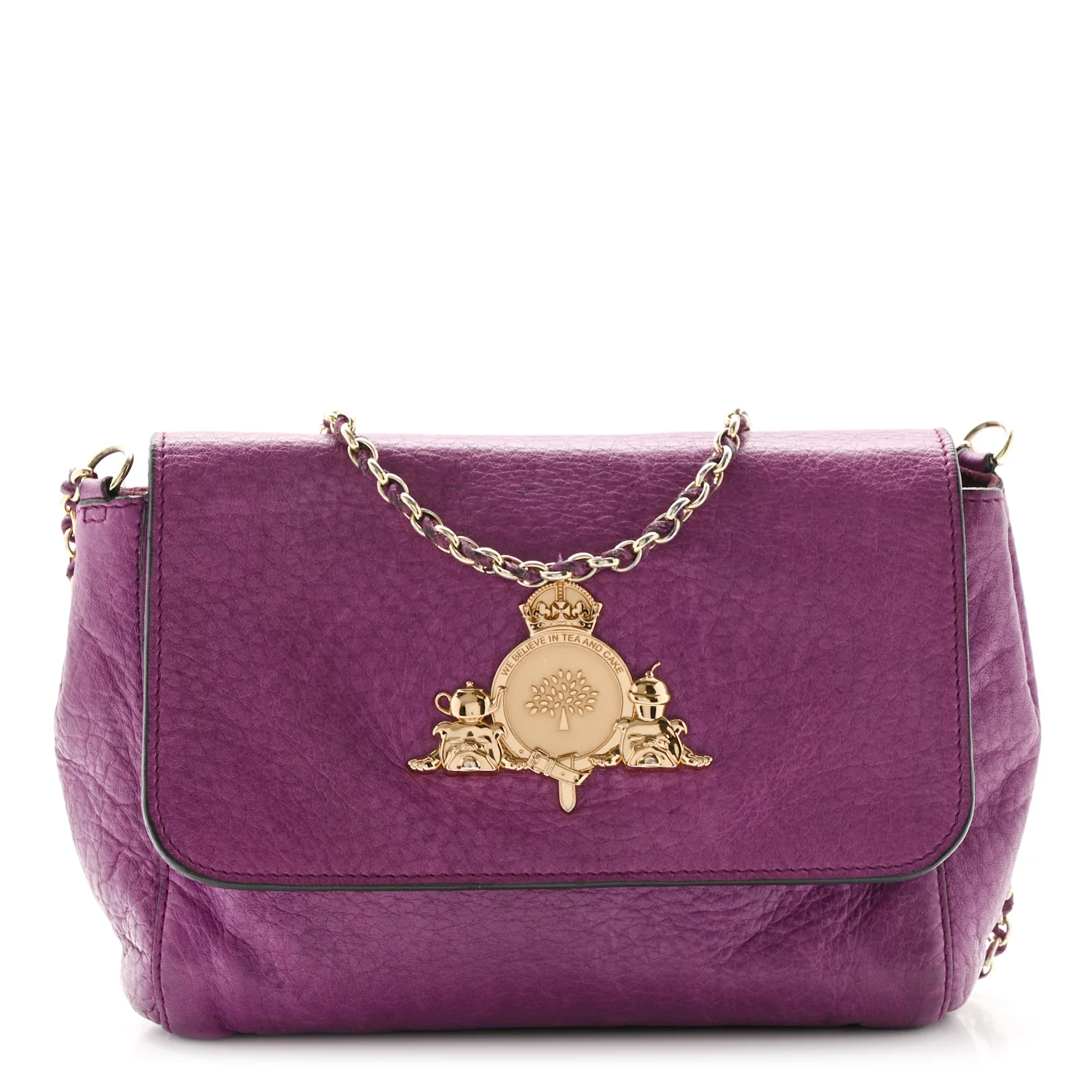 Heavy Grain Calfskin Small Margaret Crossbody Purple