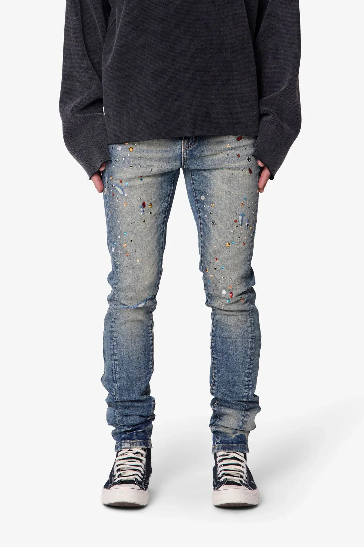 Skinny Crystal Denim - Washed Blue