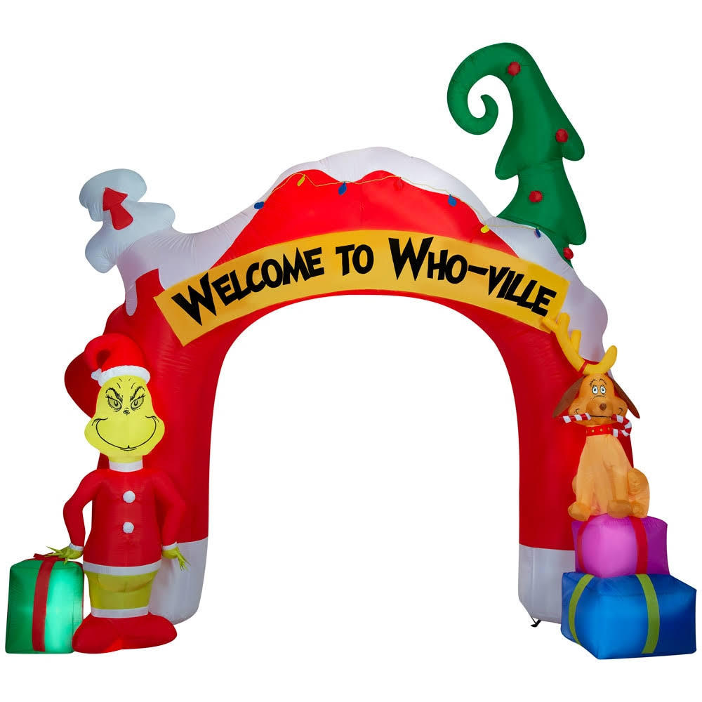 Whoville Grinch Christmas Inflatable Archway, 11 Feet