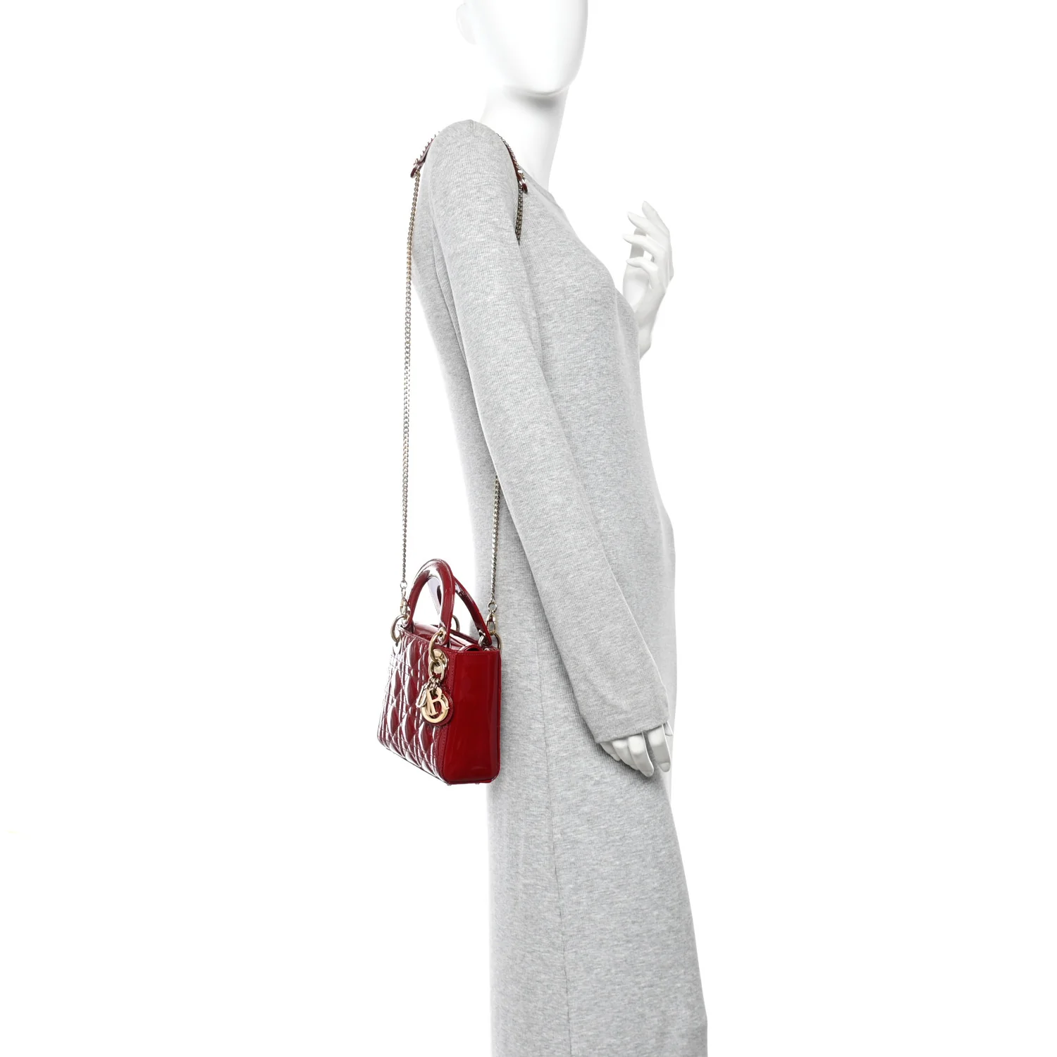 Patent Cannage Mini Lady Dior Red