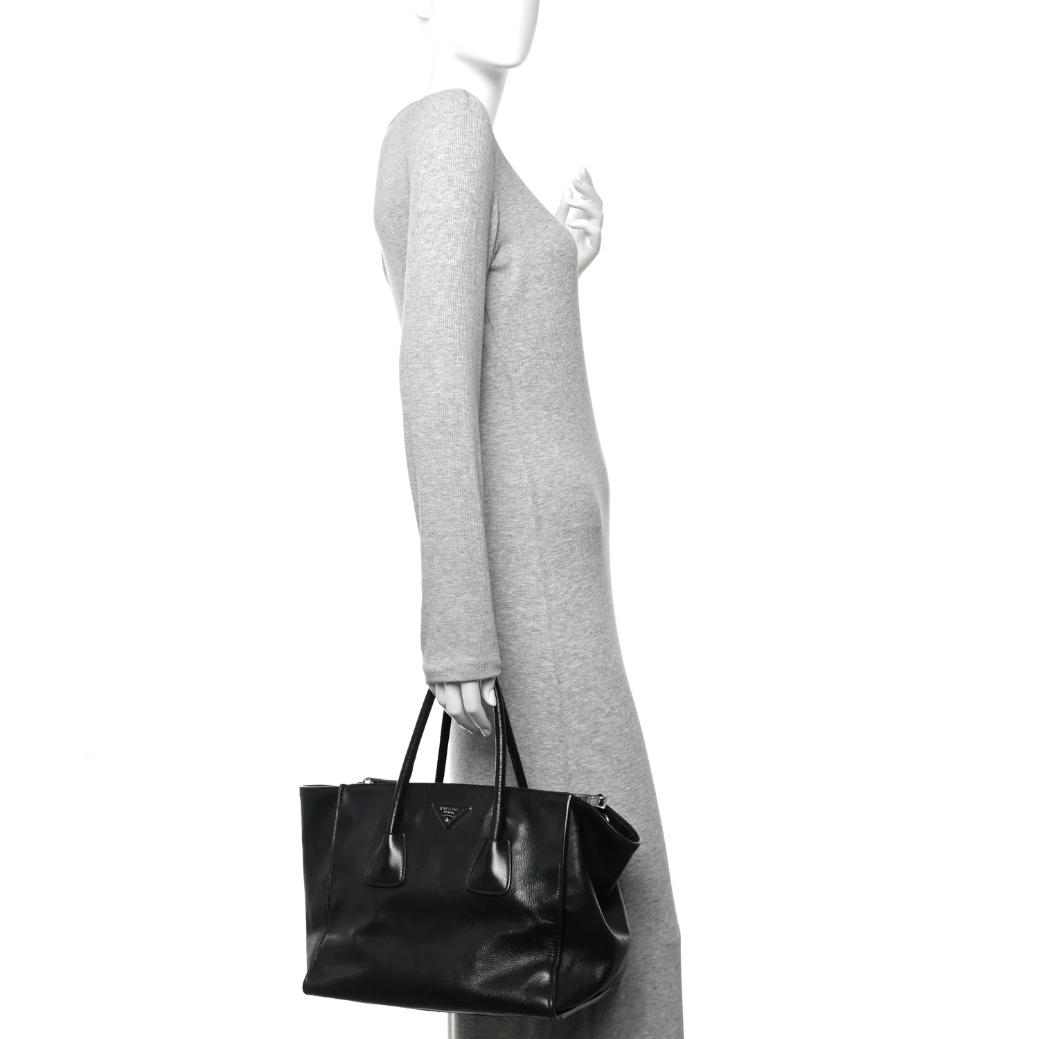 Glace Calf Twin Pocket Tote Black