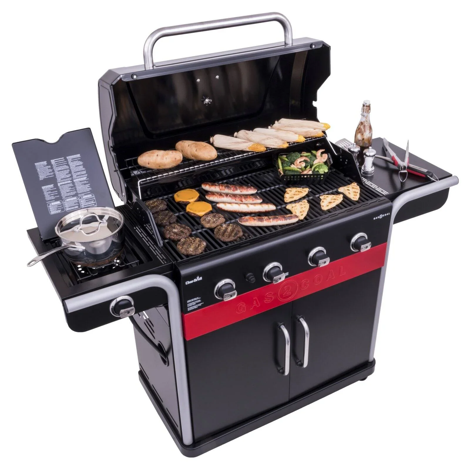Gas2Coal 4-Burner LP Gas & Charcoal Outdoor Combination Grill