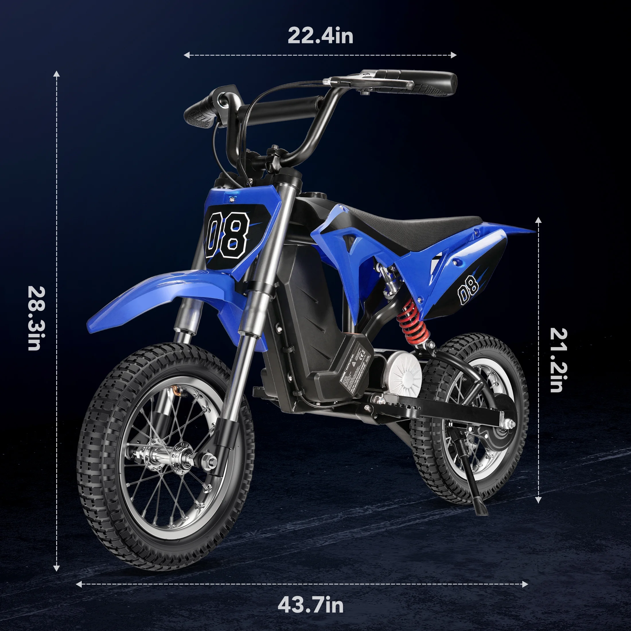 36V Kids Electric Dirt Bike,Fast Speed Electric Motorcycle Up to 16 MPH 10 Miles Long-Range, 3-Speed Modes, Twist Grip Throttle, Dual Suspension Brakes for Kids Ages 5-10 Ride on Toys(Black,Blue) - Image 7