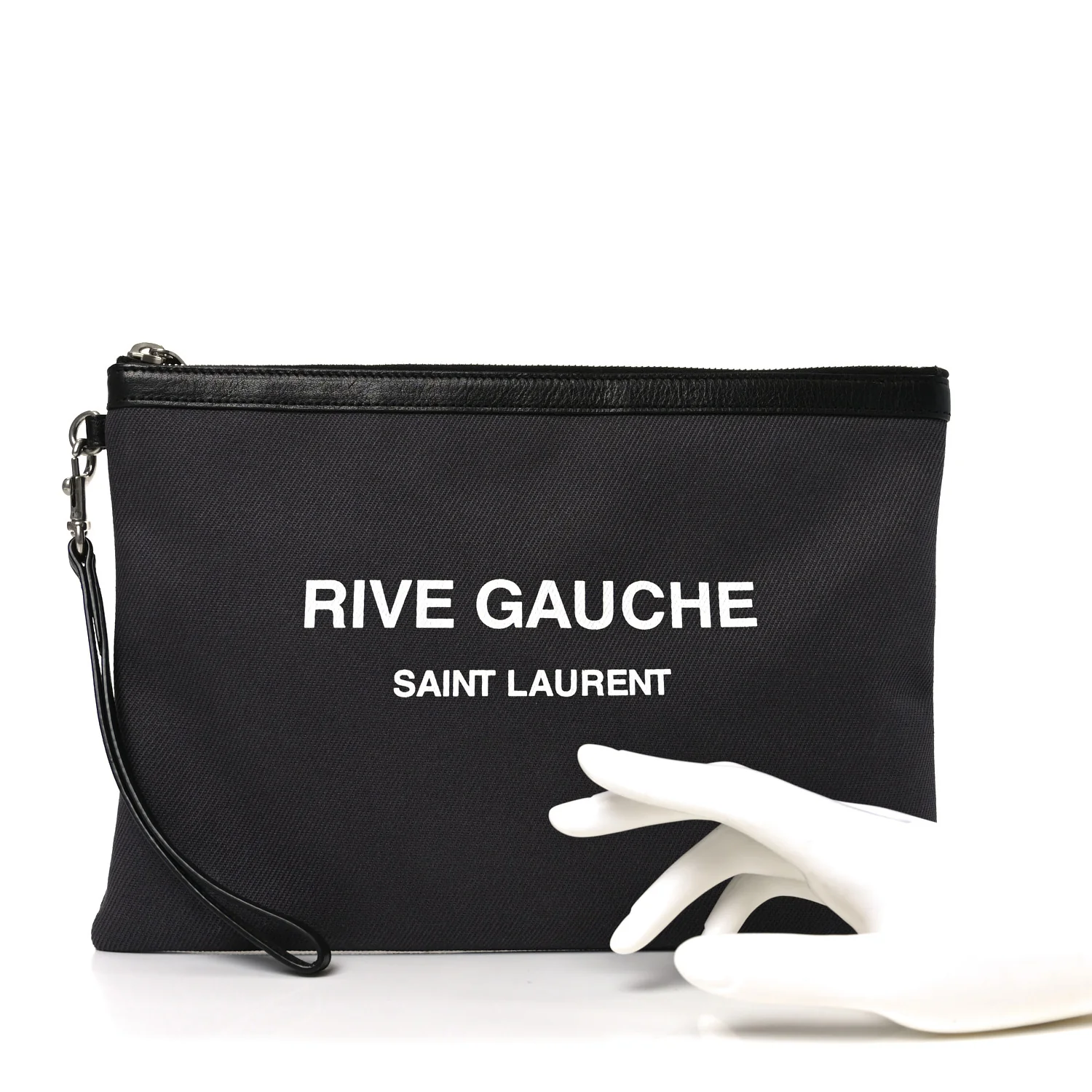 Linen Canvas Rive Gauche Zipped Pouch Black