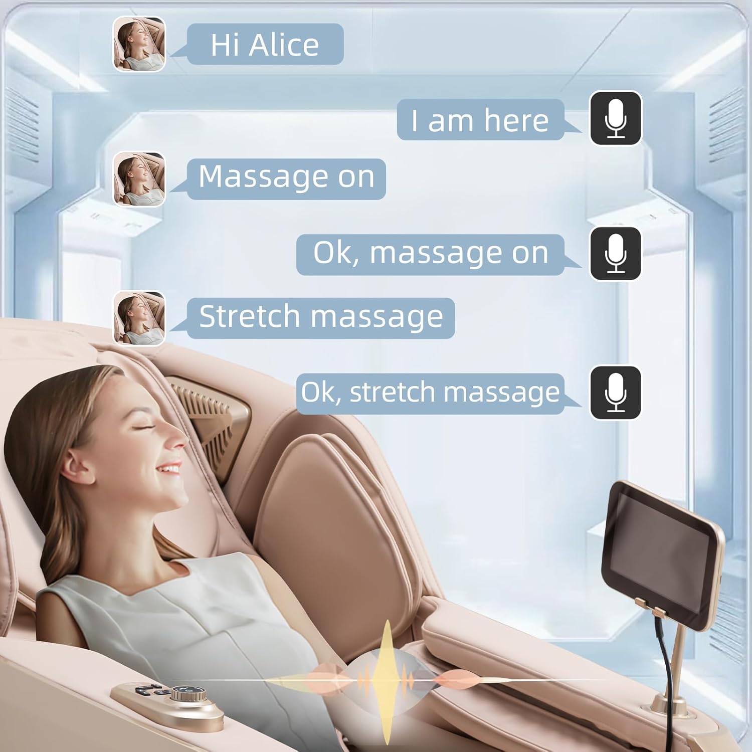 MassaMAX MT339 4D Massage Chair  Full Body Recliner with Auto Footrest  Zero Gravity  OTA Cloud Tech  SL Track  Deep Yoga Stretch  27 Modes  APP  AI Control  and Heating (Golden)