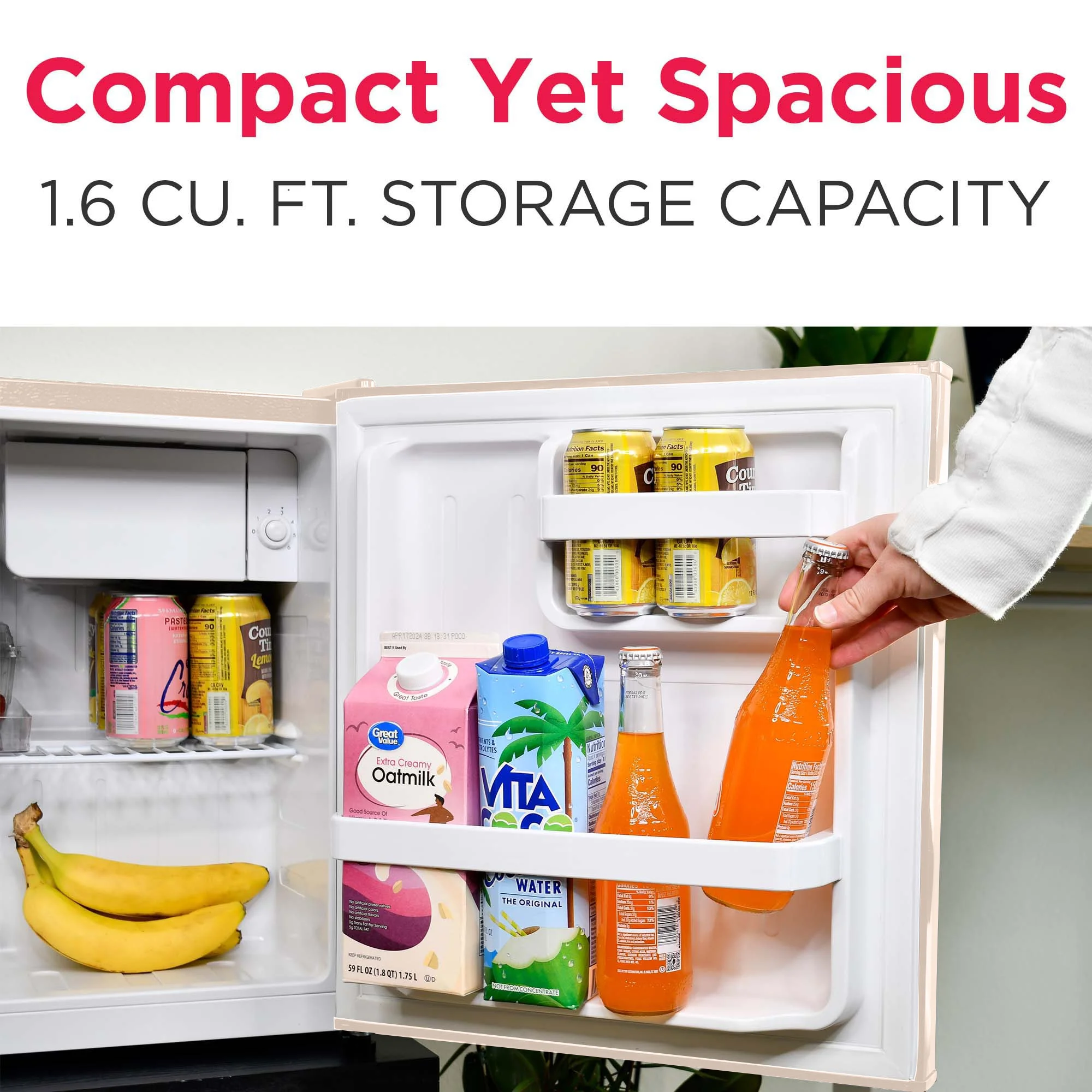 1.6 Cu ft. Retro Compact Refrigerator with Side Bottle Opener, Coral(Coral) - Image 8