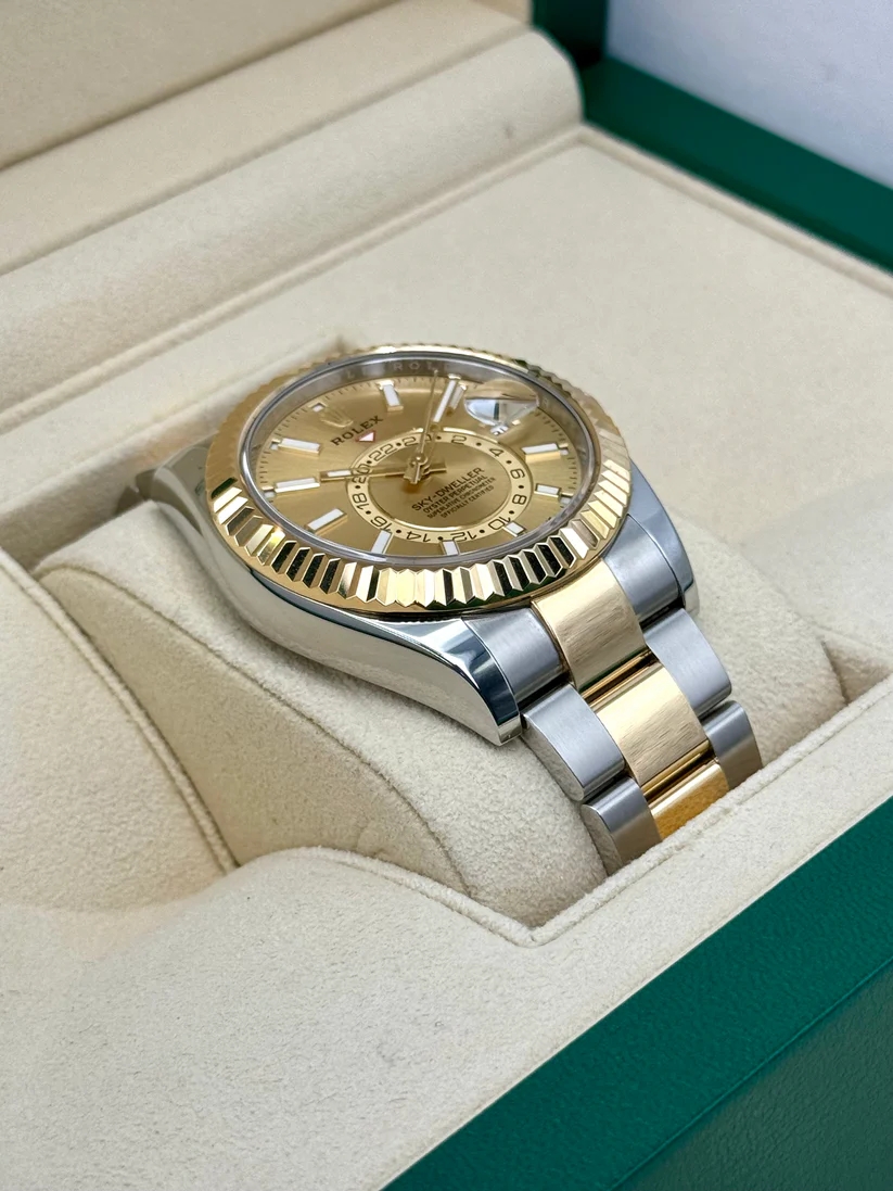 [Super Clone]RLX  Sky-Dweller 42mm Two-Tone Yellow Gold Champagne Dial Oyster - 336933 - New 2025
