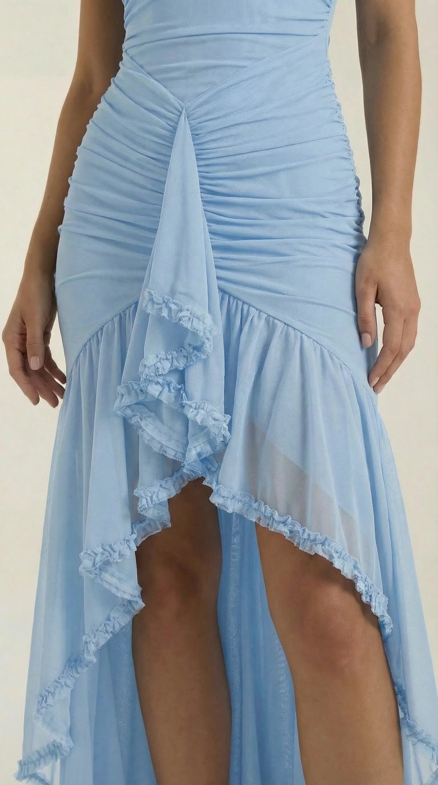 Robe maxi asymétrique à volants pour femmes