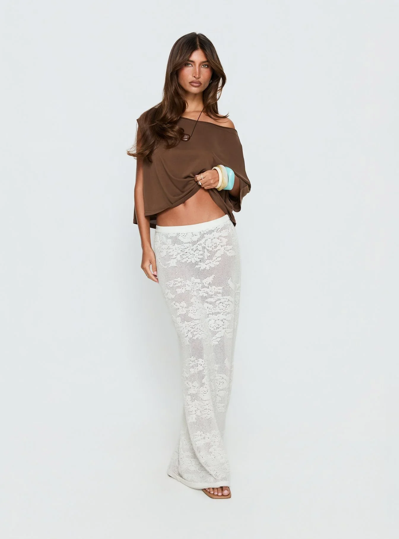 Opresia Crochet Maxi Skirt White