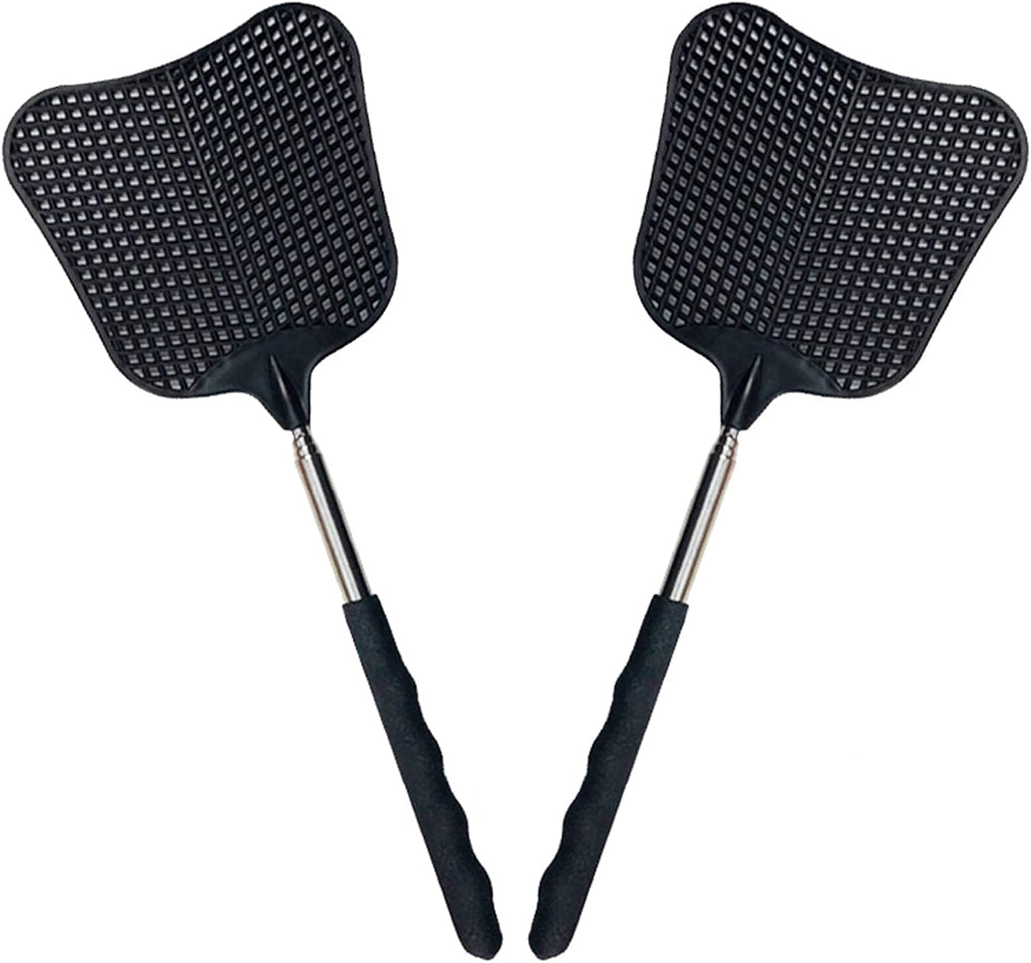 2Pack Telescopic Fly Swatters, Plastic Fly Swatter, Extendable Flyswatter| Durable Heavy Duty Set, Telescopic with Stainless Steel Handle for Indoor/Outdoor/Classroom
