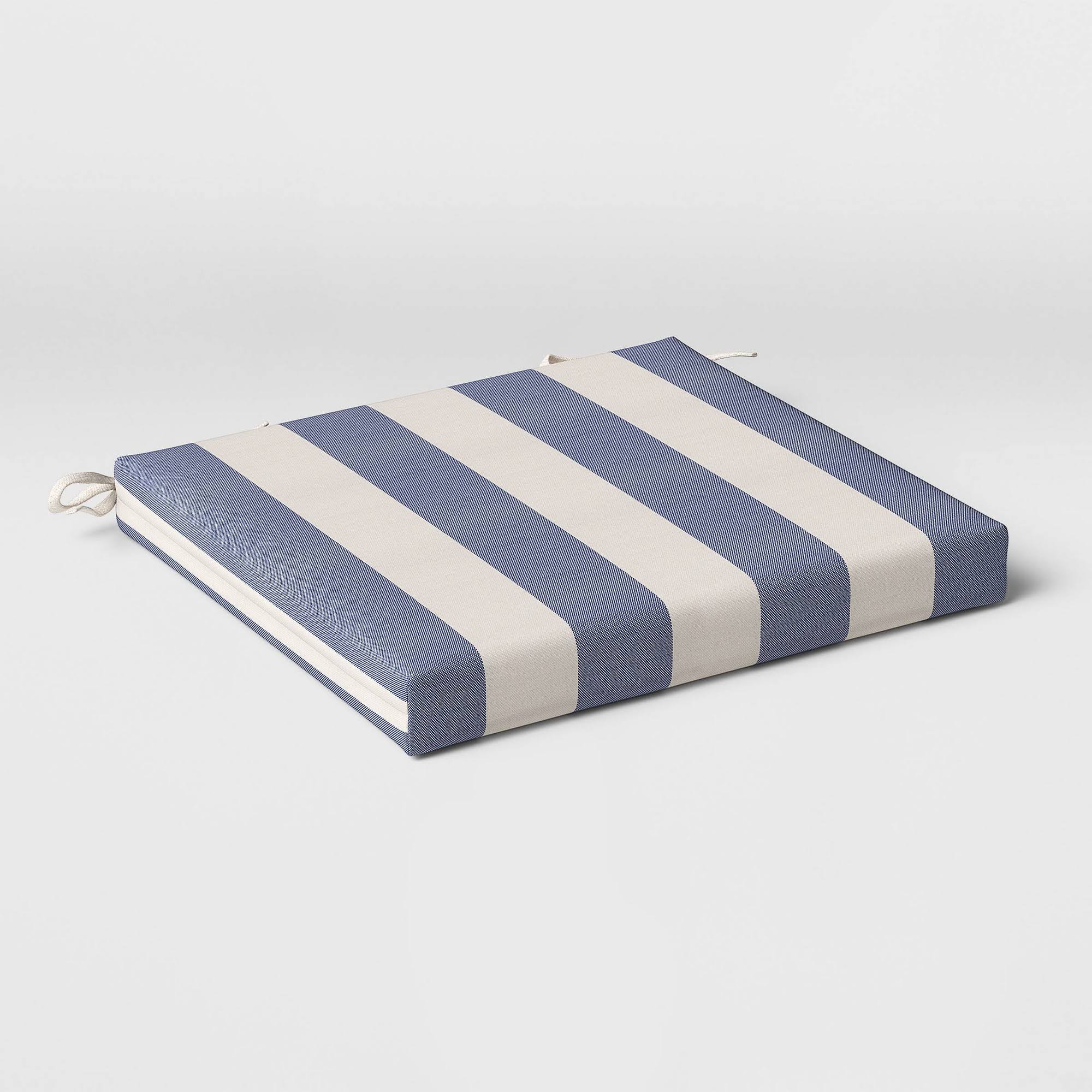Cabana Stripe Outdoor Seat Cushion DuraSeason Fabric Navy - Threshold