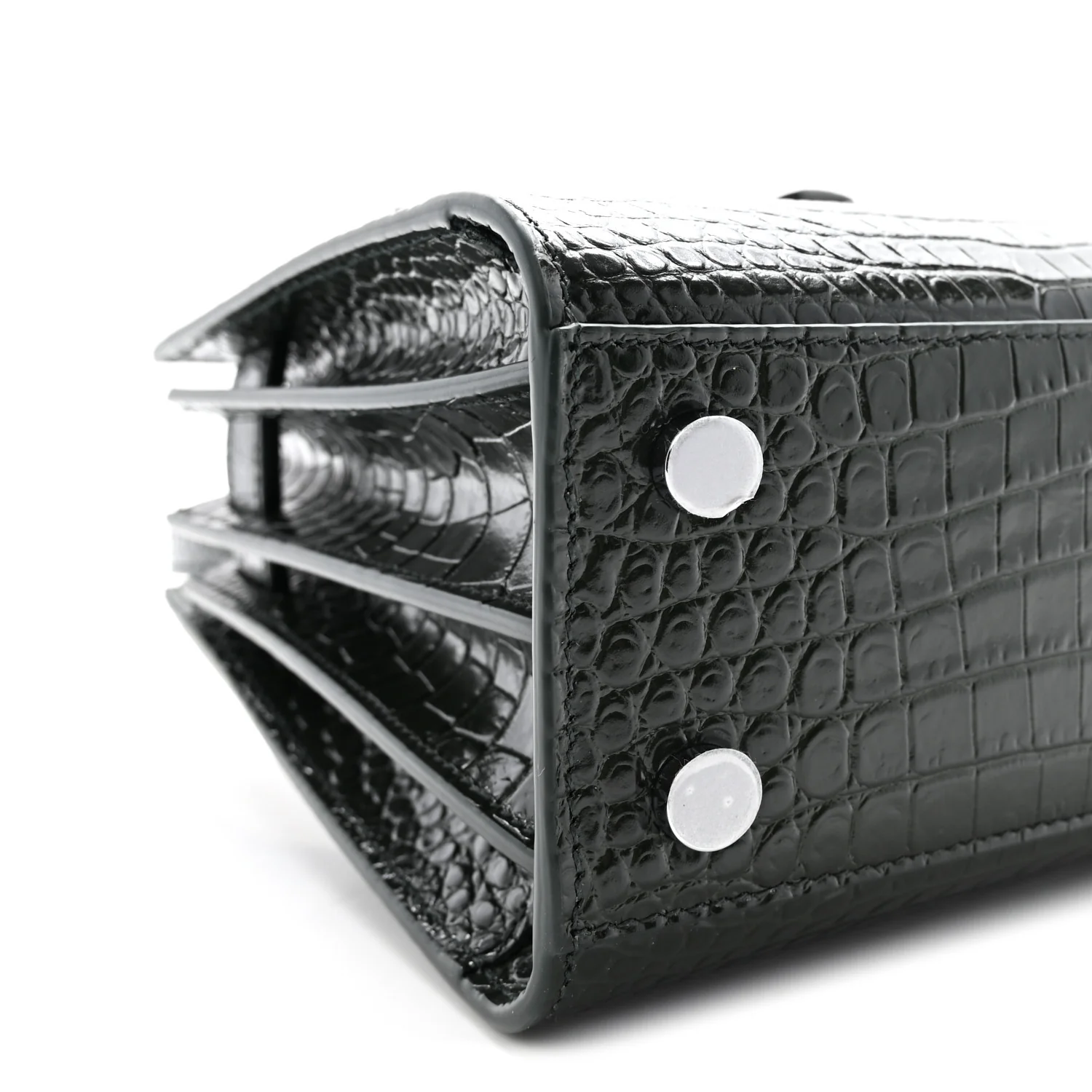 Calfskin Crocodile Embossed Nano Sac De Jour Dark Green