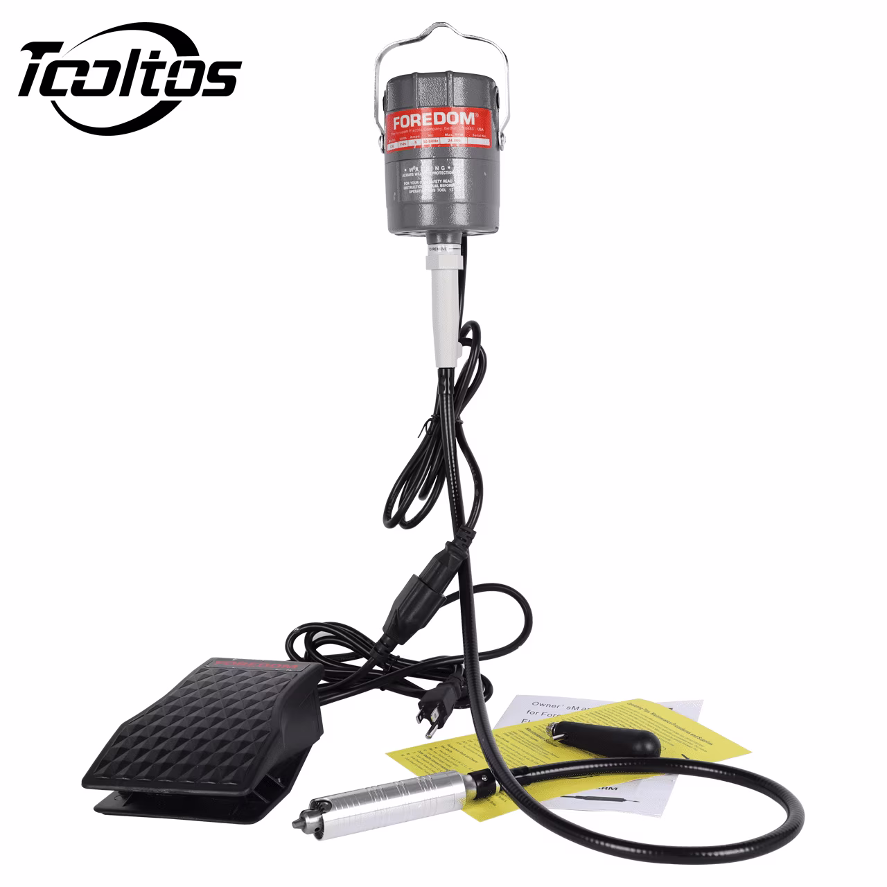 300W Flexible Shaft Grinder with Foot Pedal - 0-24000RPM S-R Hanging Mill Motor, 110V Rotary Tool Kit for Jewelry Engraving, Polishing, Drilling, Cutting & Buffing (with Handpiece)