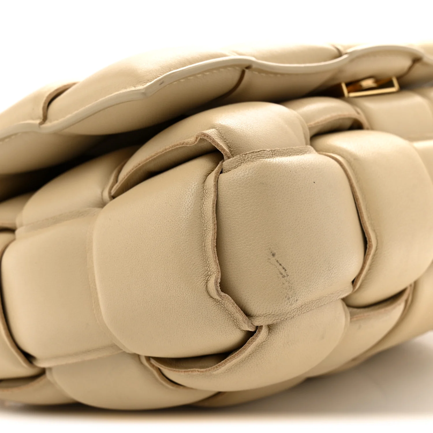 Lambskin Maxi Intreccio Padded Chain Cassette Crossbody Bag Porridge