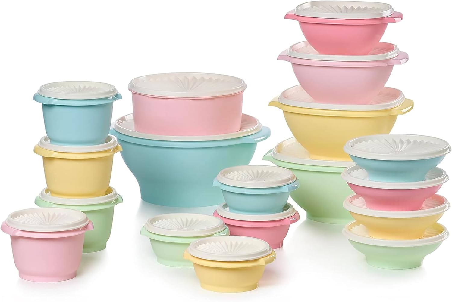 Tupperware Heritage 36-Piece Vintage Pastel Set (18 Containers + 18 Lids)