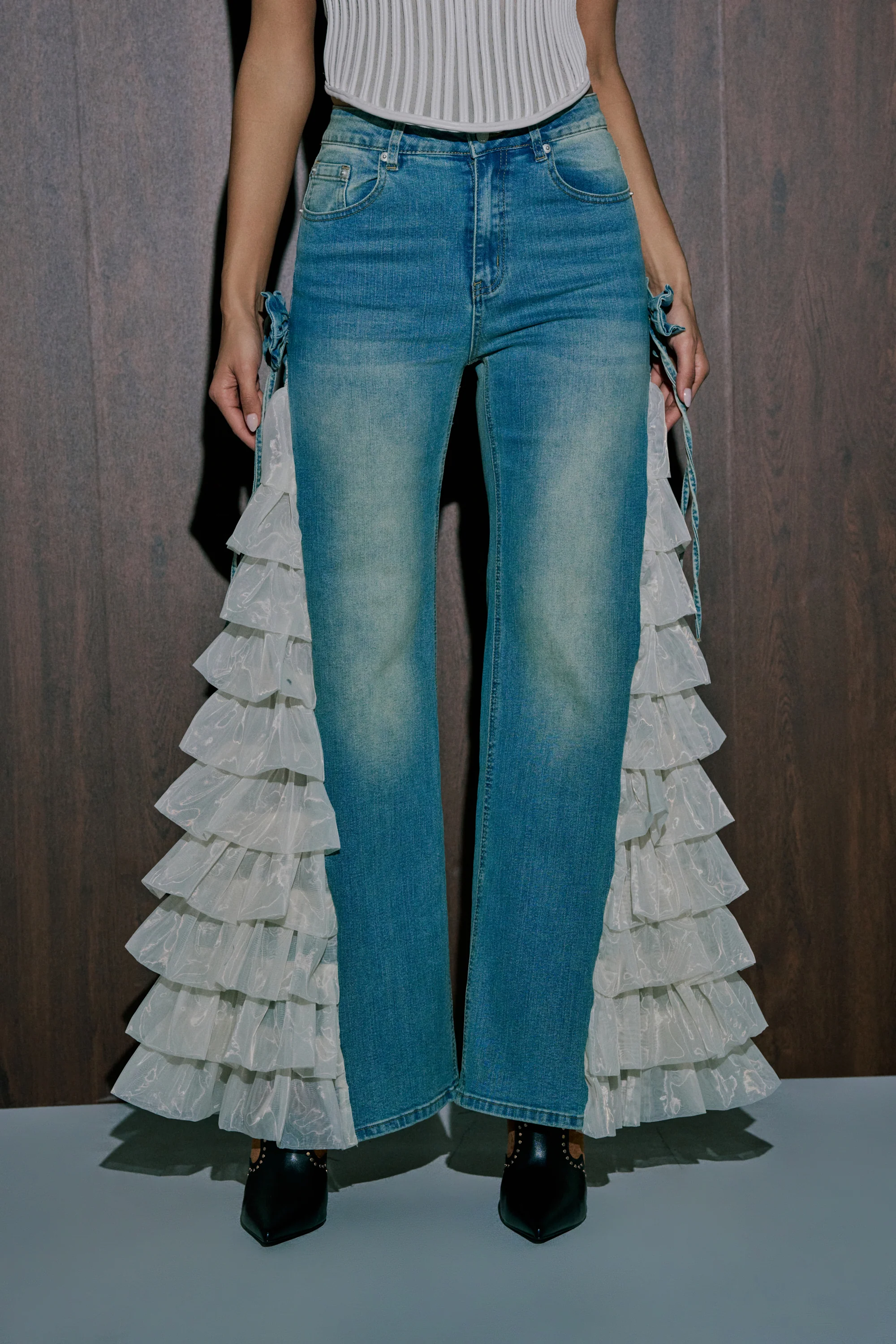 RUFFLE CITY STRAIGHT LEG DENIM - Akira Store