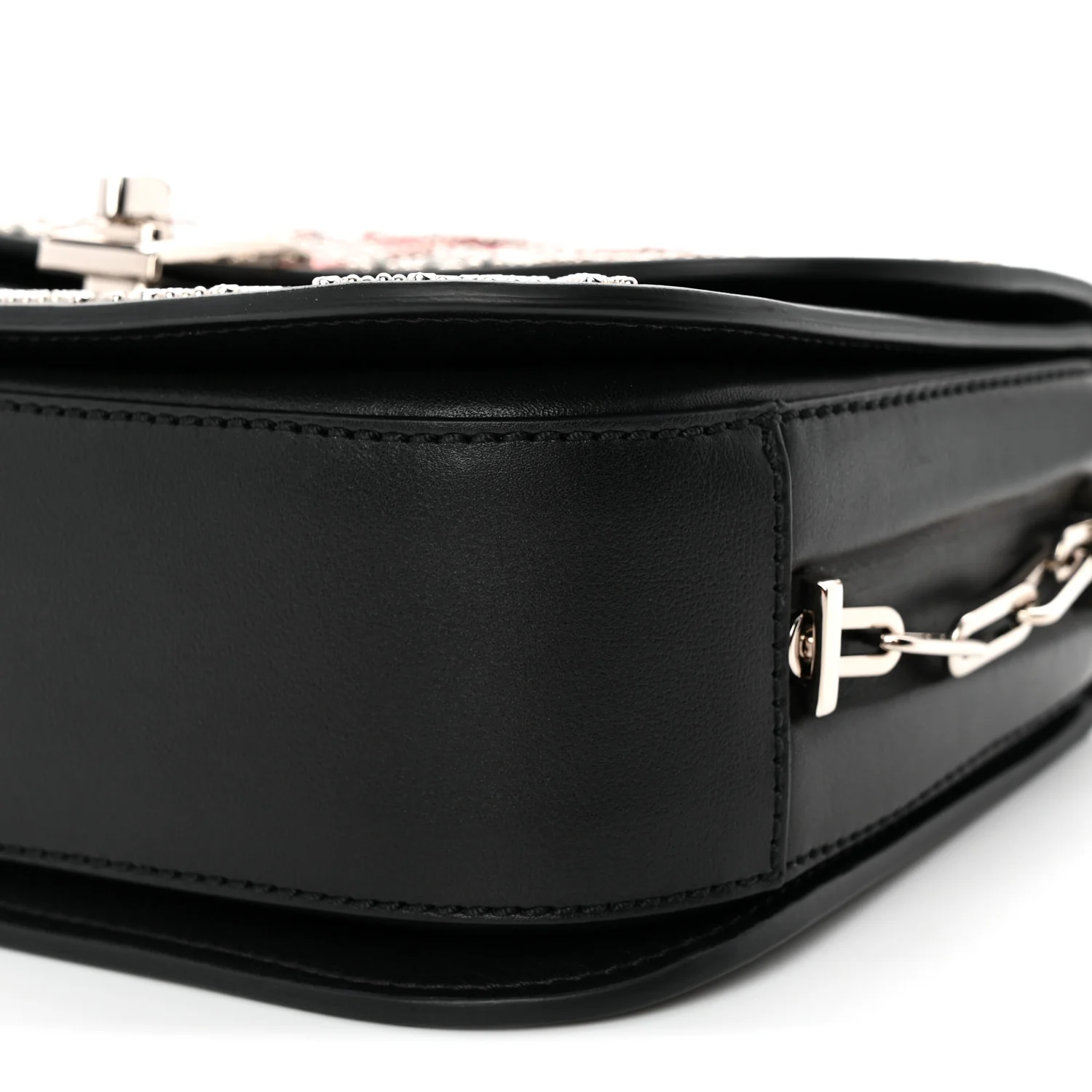 Vitello Loveblade Embellished Chain Flap Bag Black Multicolor