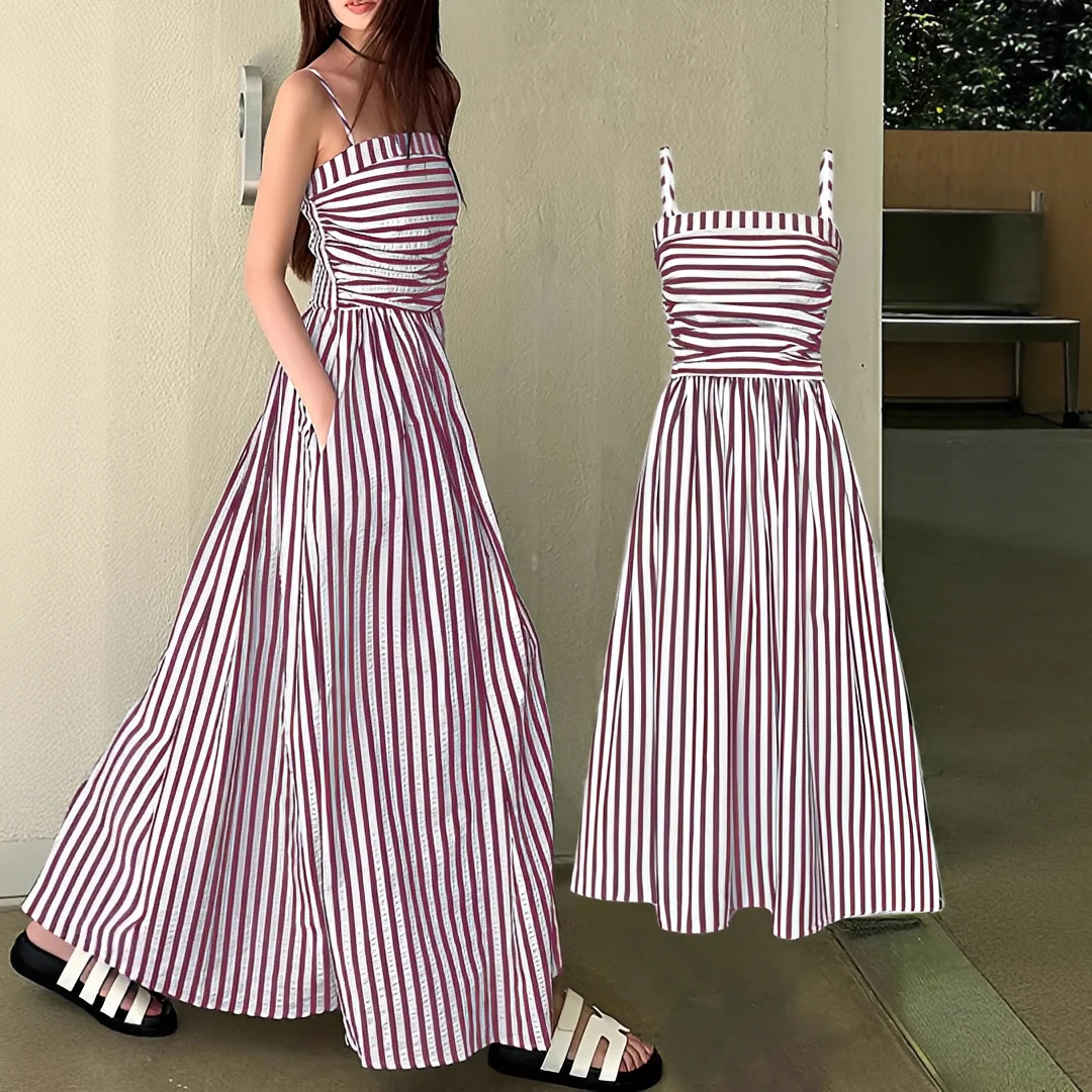 Cindy - Robe Maxi à Rayures Élégante