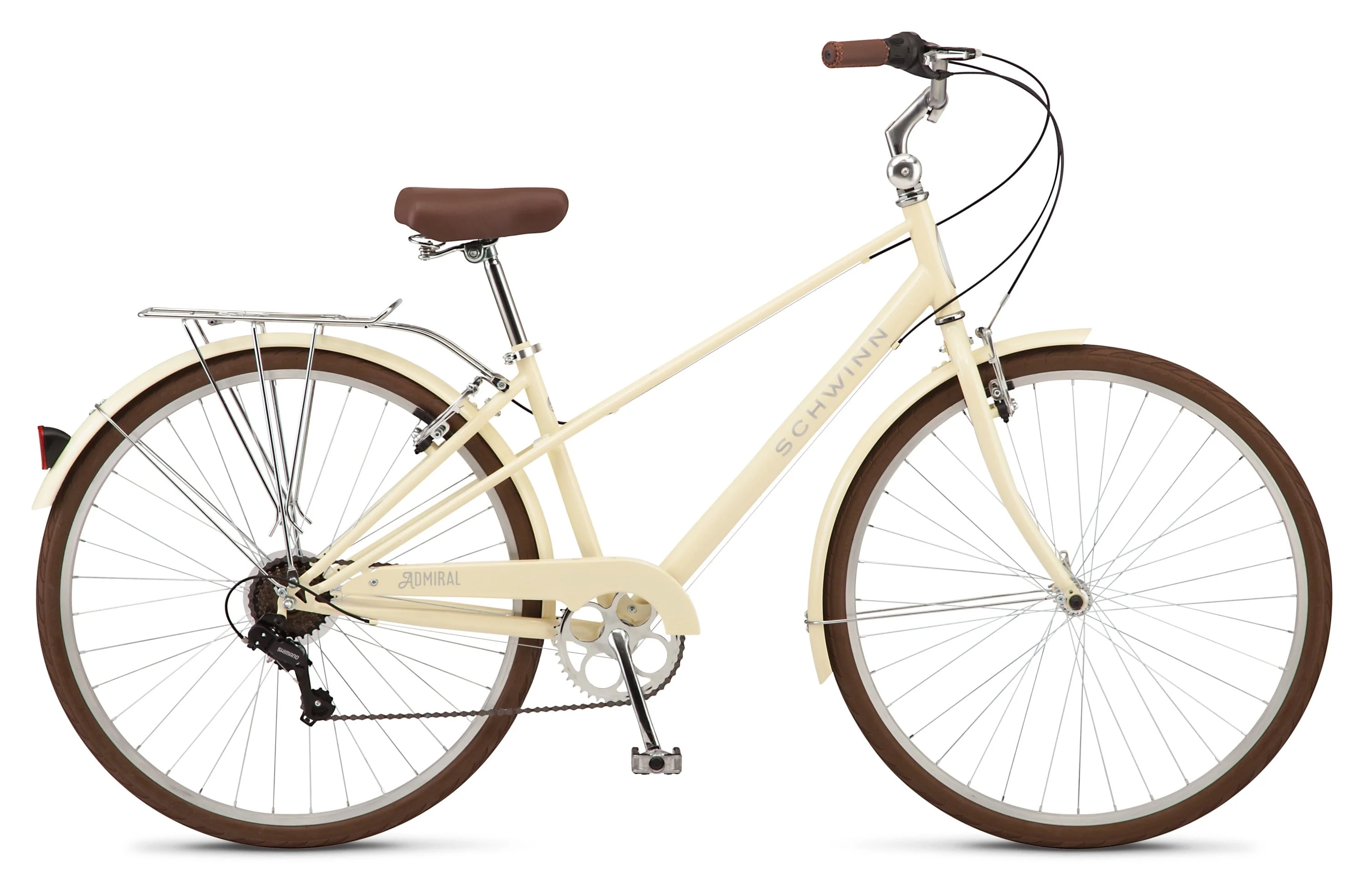 Admiral 700c Adult Hybrid Bike, 7 Speed Womens Bike, Cream Image 7