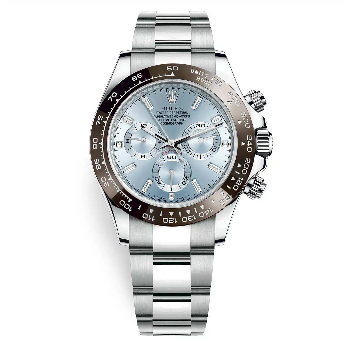 [Super Clone]Rolex Daytona 40mm Platinum Ice Blue Diamond Baguette Dial  m116506