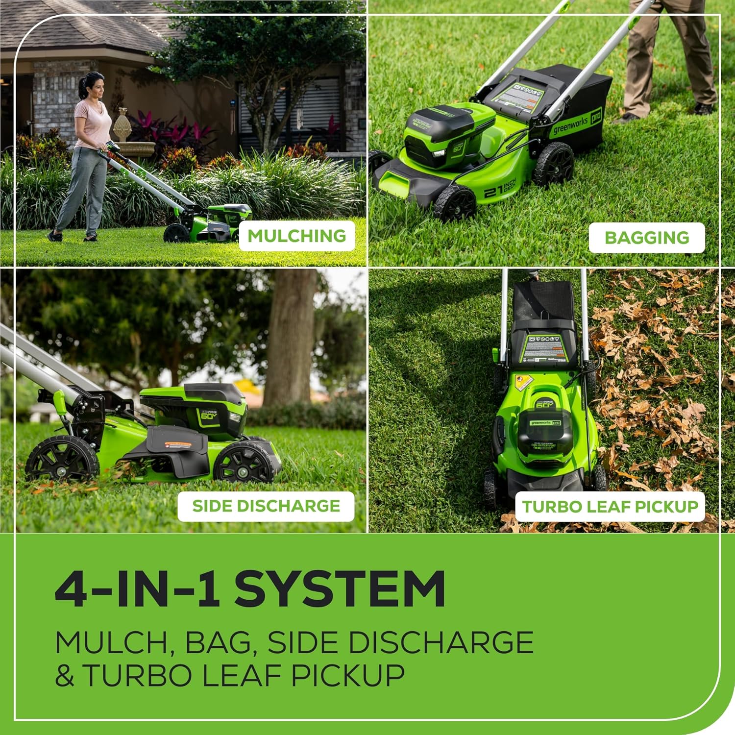 60V 21” Cordless (Self-Propelled) Lawn Mower , 2 x 4.0Ah Batteries and Dual Port Rapid Charger