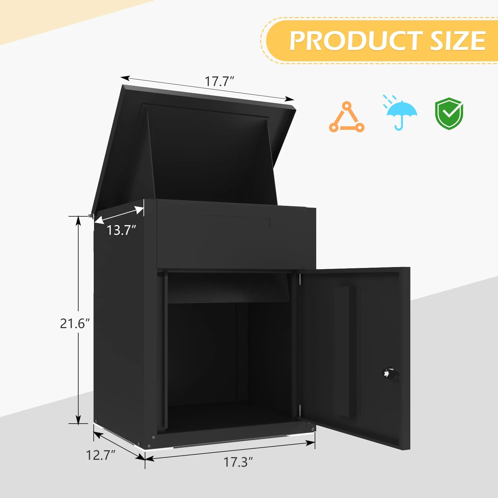 AECOJOY Small Lockable Package Drop Box for Outside, Black