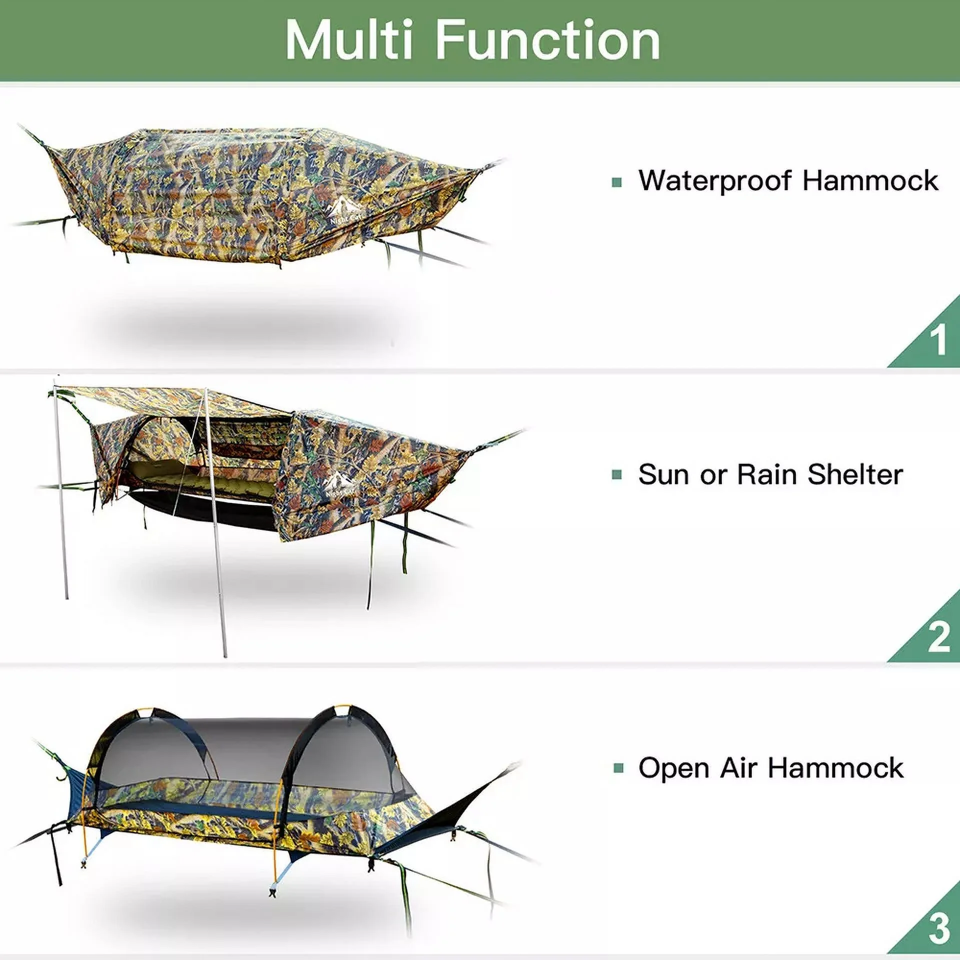 Lay Flat Hammock Tent Camping Hammock Tent with Mosquito Net Hanging Bed Camo