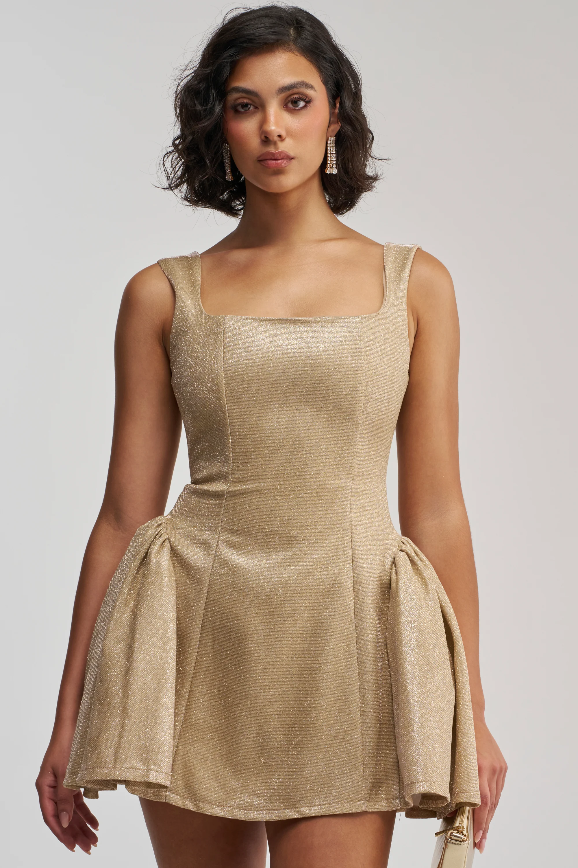 YOUR PERFECT DATE SPACESHINE MINI DRESS IN GOLD - Akira Store