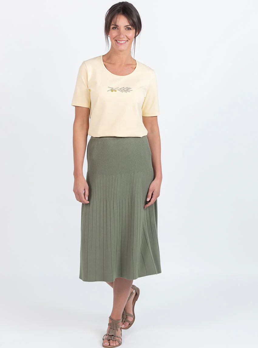 Tee-shirt femme en coton jaune vanille
