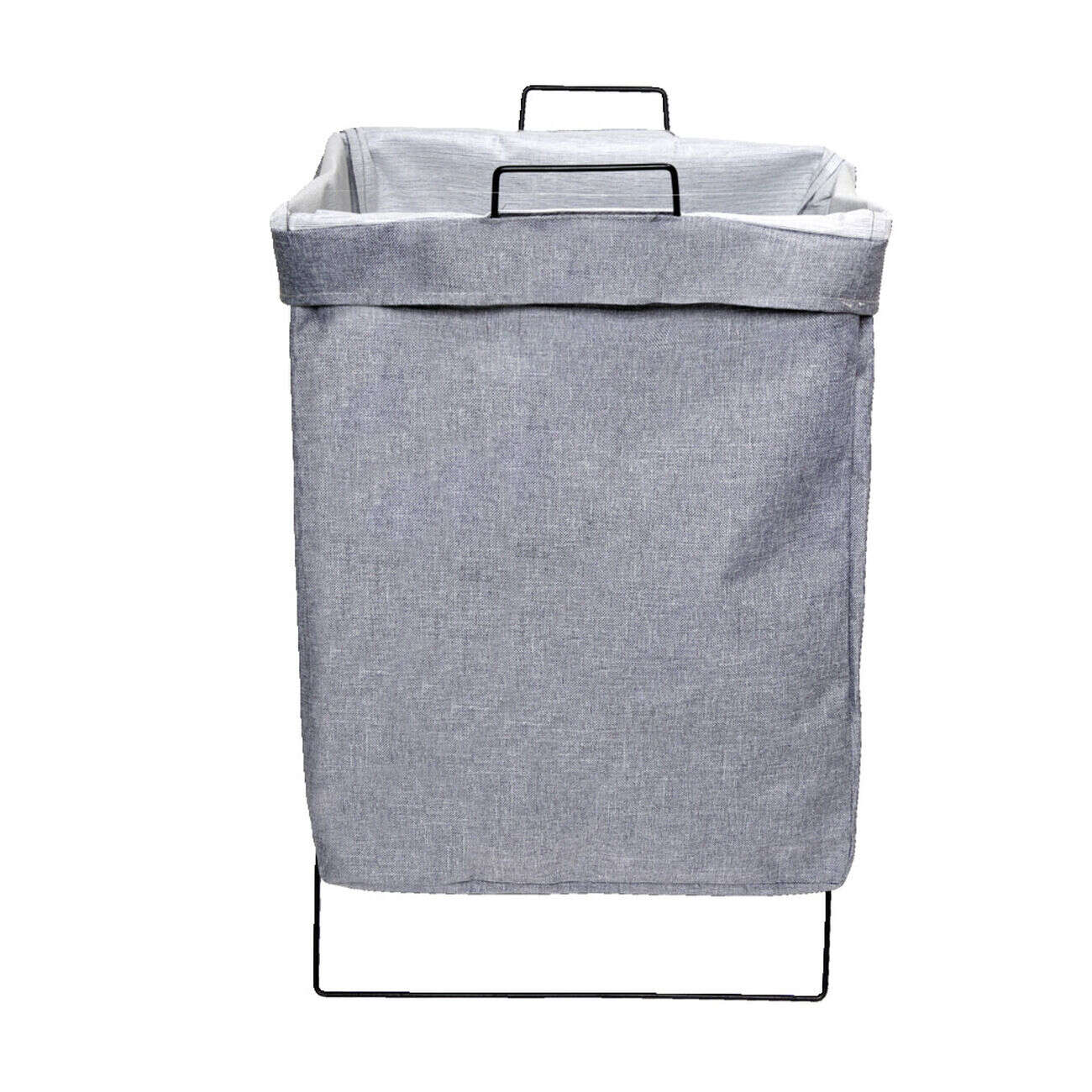 Panier à linge tissu coton beige structure métal 36x28xH55cm