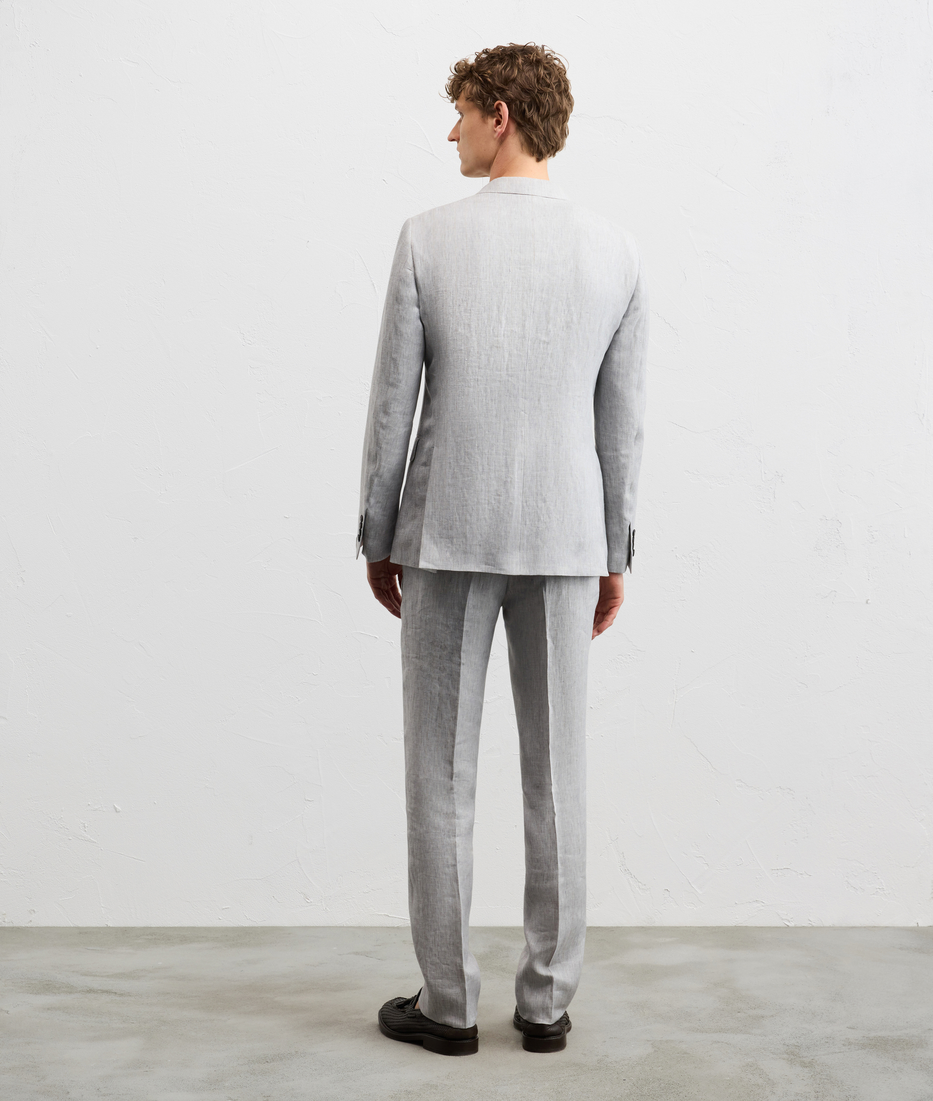 LIGHT GREY LINEN VICENZA LINE DOUBLE BREASTED SUIT