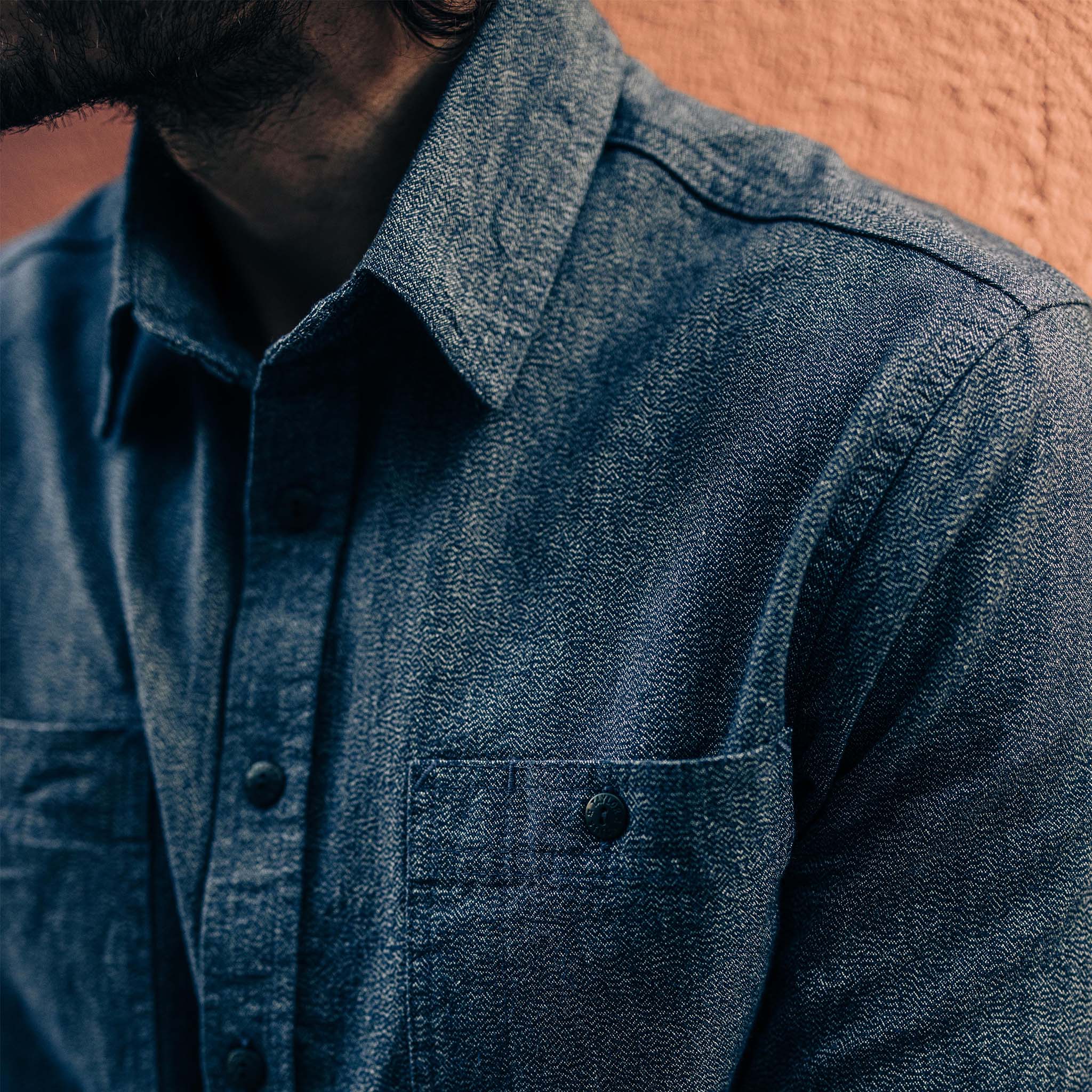 Chemise utilitaire en jaspe bleu marine