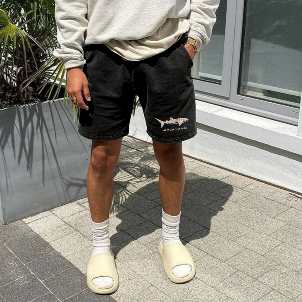 Short vintage pour homme à imprimé requin