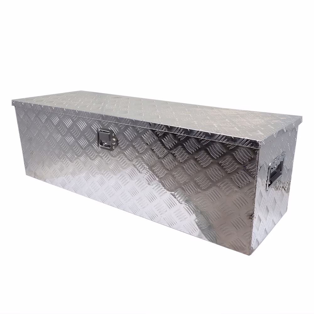 LABLT 49 inch Aluminum Diamond Plate Tool Box Pick Up Truck Bed Storage Chest Box RV Trailer Organizer Lock W/Key Silver