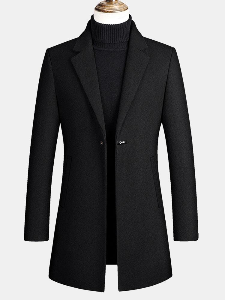 Manteau en laine à simple boutonnage et revers crantés