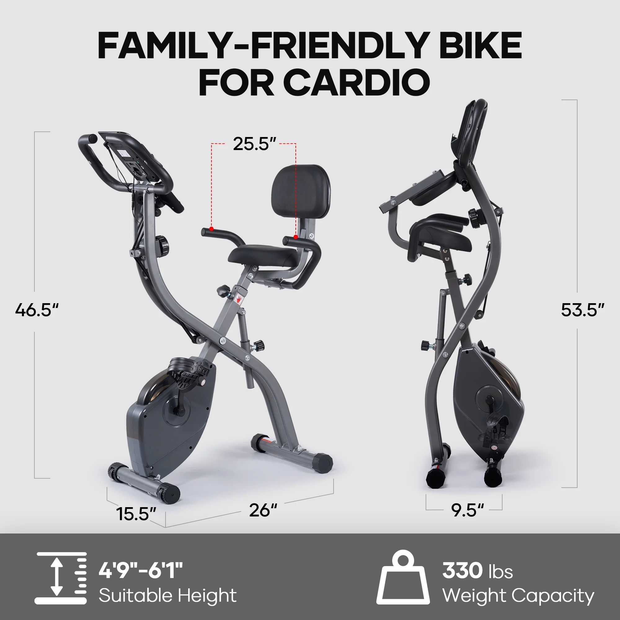 Folding Exercise Bike Magnetic Upright Bike with Pulse Sensor LCD Monitor Indoor Cycling Stationary Exercise Bike Perfect for Home Use - Image 7