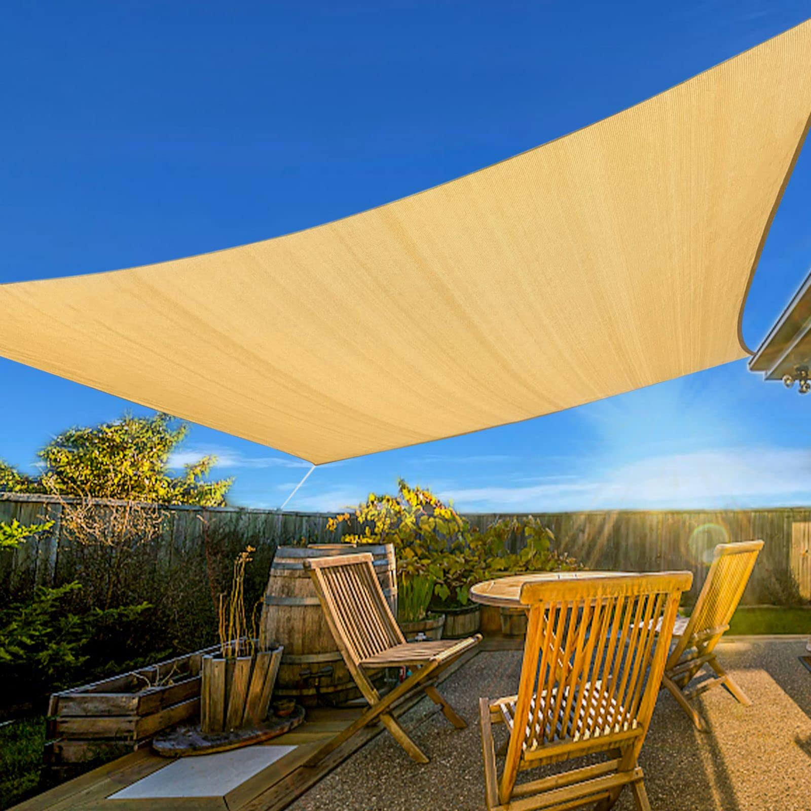 Artpuch 20' x 20' Sun Shade Sails Square Canopy, 185GSM Sand Cover UV Block for Outdoor Patio Garden Yard